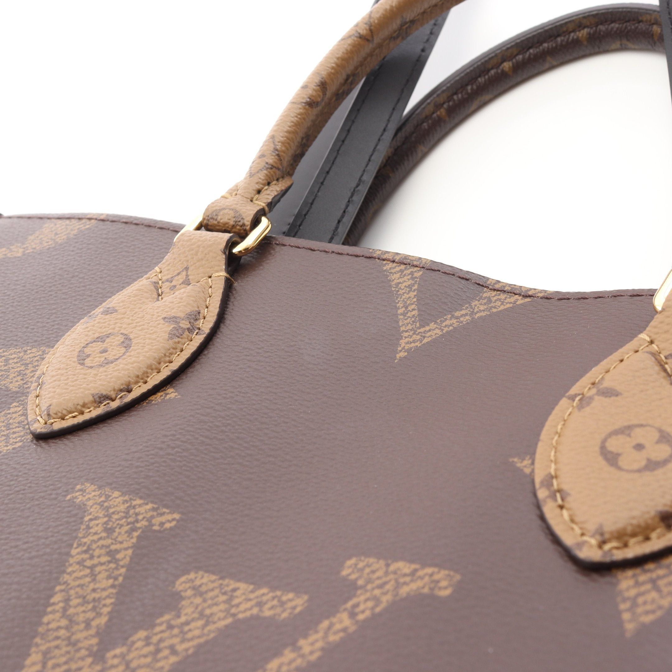 Louis Vuitton Louis Vuitton On-The-Go Mm Monogram Giant Reverse Shoulder Bag Tote Leather Brown Beige Size ONE SIZE - 6 Thumbnail