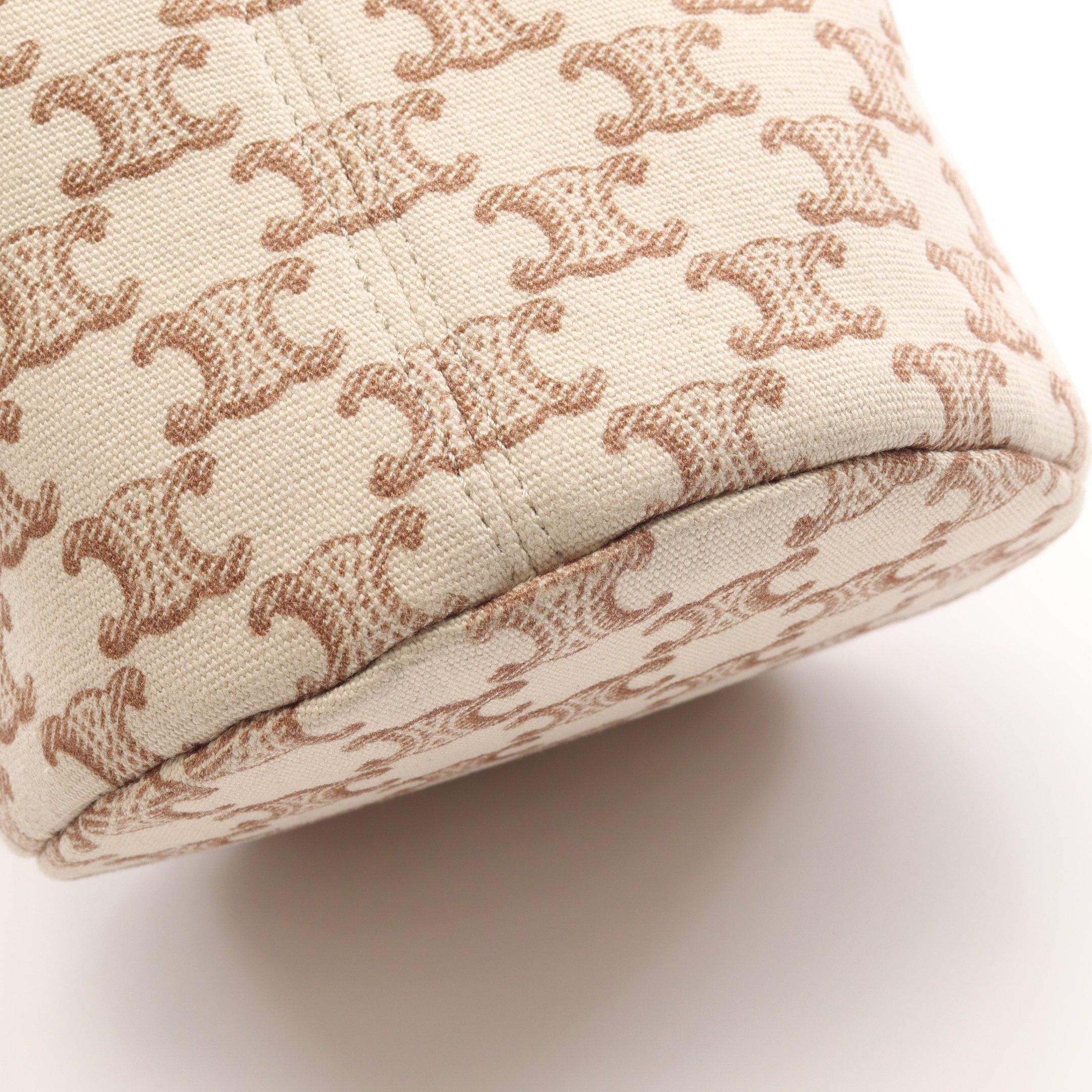 Celine Celine Teen Drawstring Triomphe Handbag Canvas Leather Ivory Brown Size ONE SIZE - 5 Thumbnail