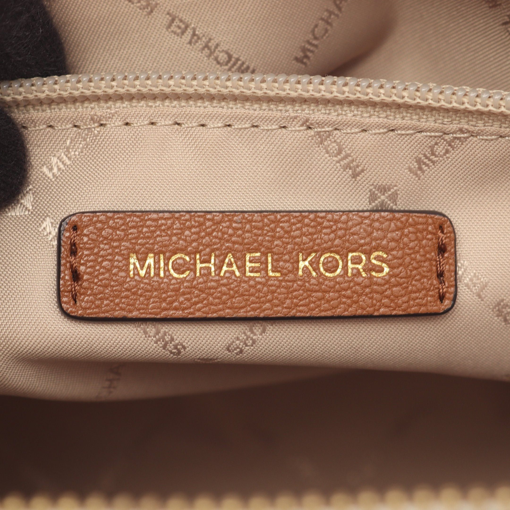 Michael Kors Michael Kors Charlotte Md Messenger Handbag Leather White Brown Size ONE SIZE - 4 Thumbnail