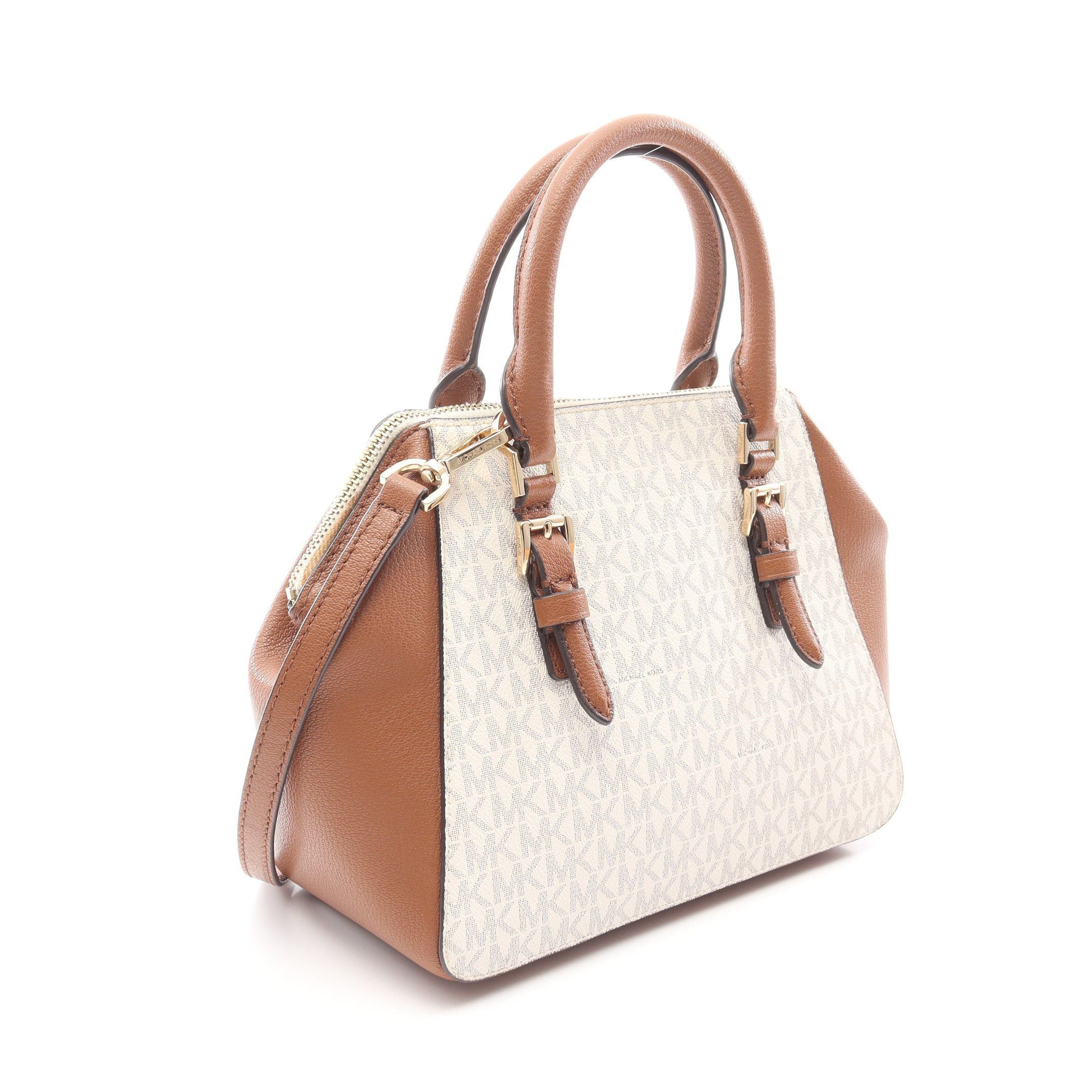 Michael Kors Michael Kors Charlotte Md Messenger Handbag Leather White Brown Size ONE SIZE - 2 Thumbnail