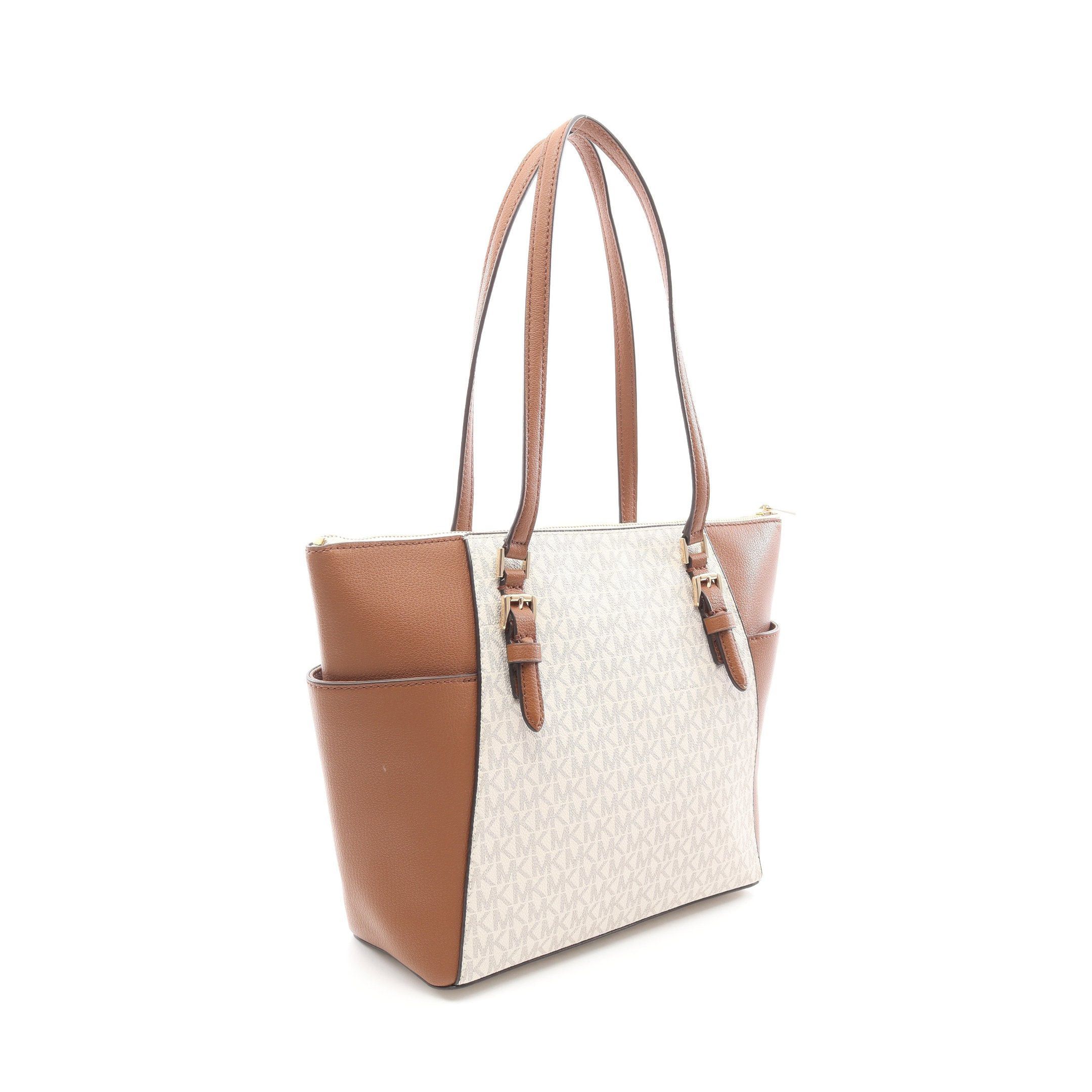Michael Kors Michael Kors Charlotte Shoulder Bag Tote Leather White Brown Size ONE SIZE - 2 Thumbnail