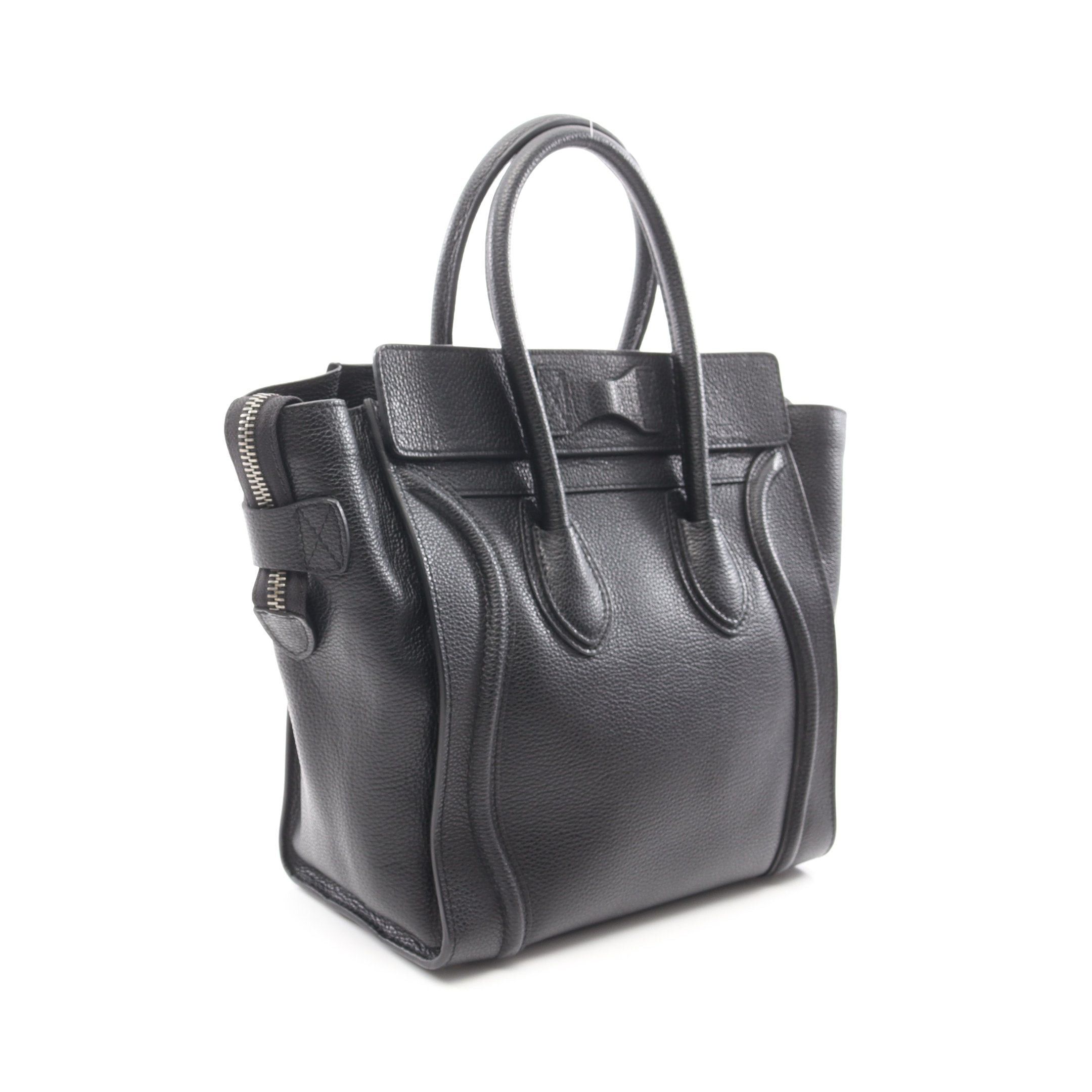 Celine Celine Luggage Micro Shopper Handbag Tote Bag Leather Black Size ONE SIZE - 2 Thumbnail
