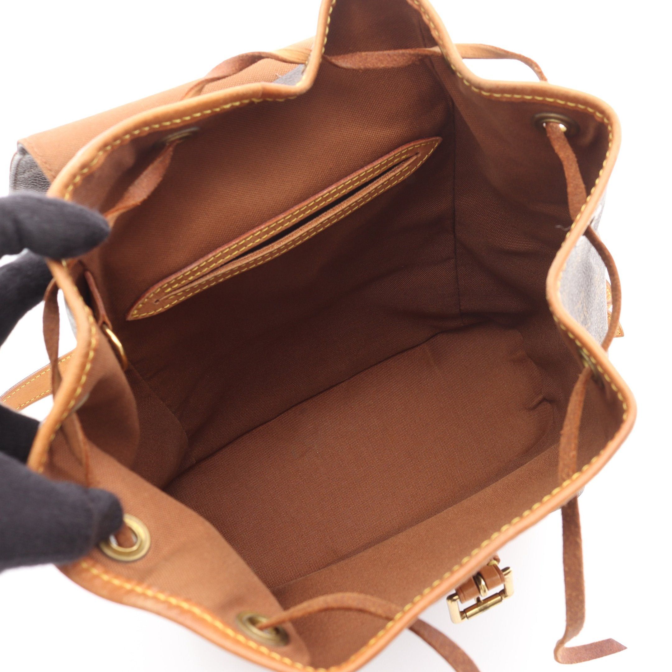 Louis Vuitton Louis Vuitton Montsouris Mm Monogram Backpack Rucksack Leather Brown Size ONE SIZE - 3 Thumbnail
