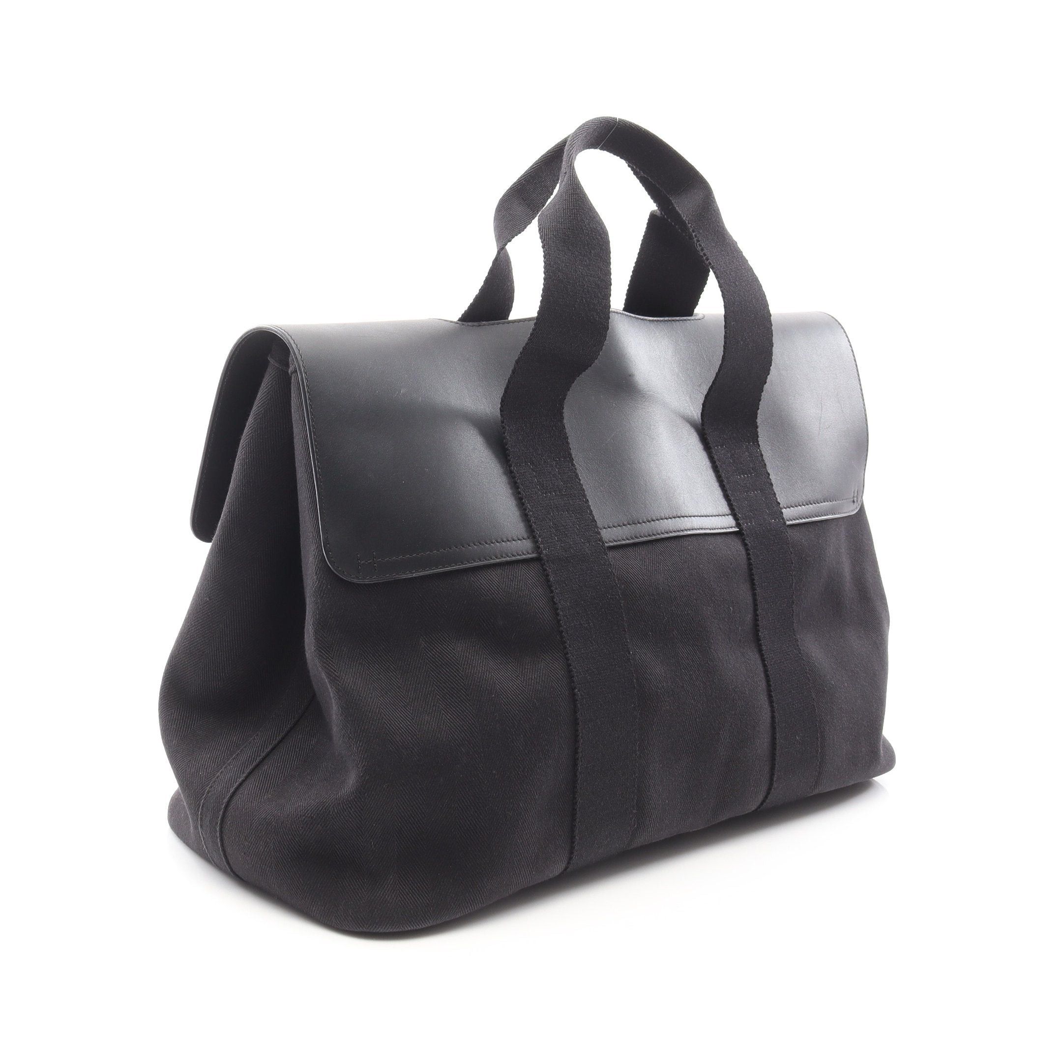 Hermes Hermes Valparaiso Mm Handbag Toile Chevron Leather Black Silver Hardware □I Stamp (Manufactured Around 2005) Size ONE SIZE - 2 Thumbnail