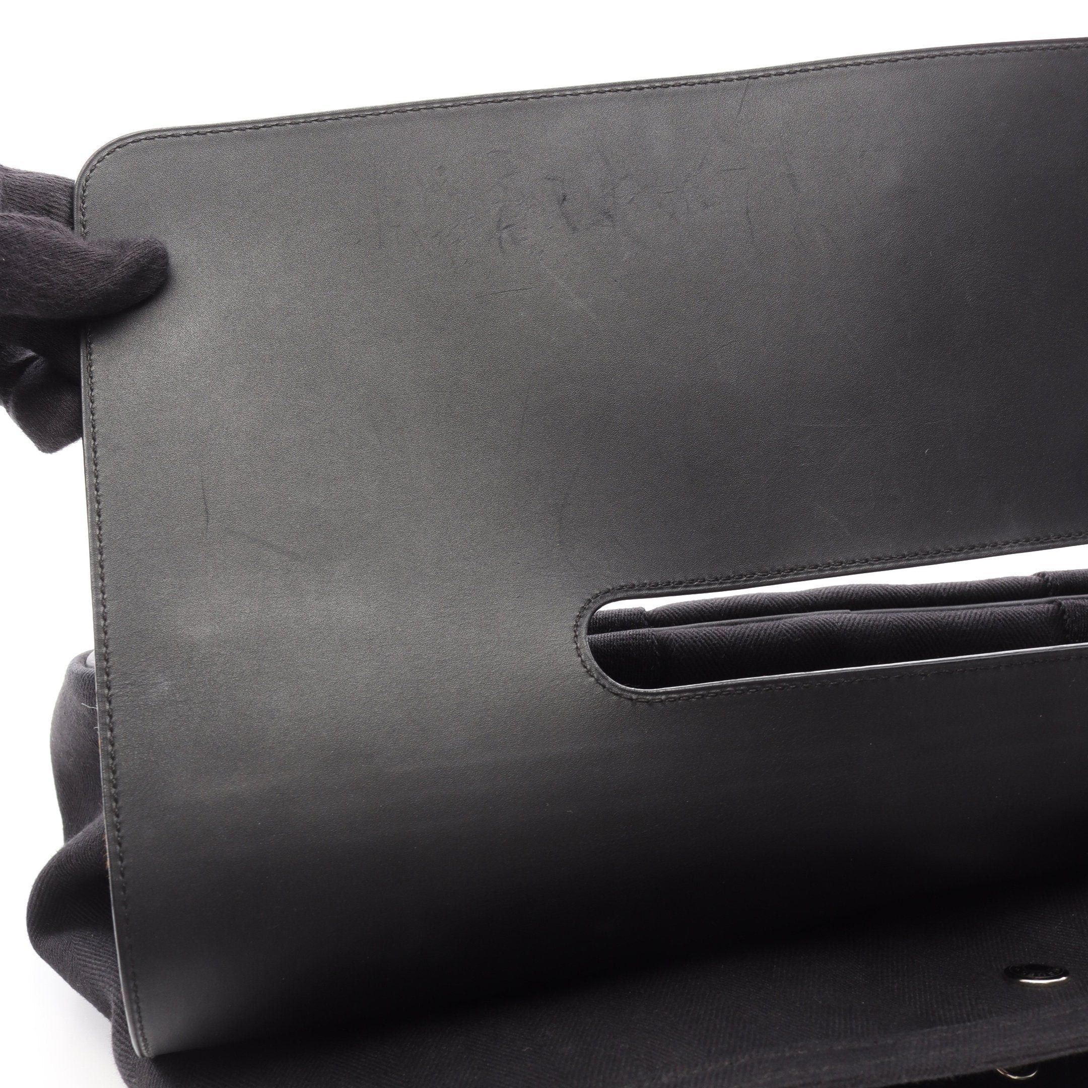 Hermes Hermes Valparaiso Mm Handbag Toile Chevron Leather Black Silver Hardware □I Stamp (Manufactured Around 2005) Size ONE SIZE - 7 Thumbnail