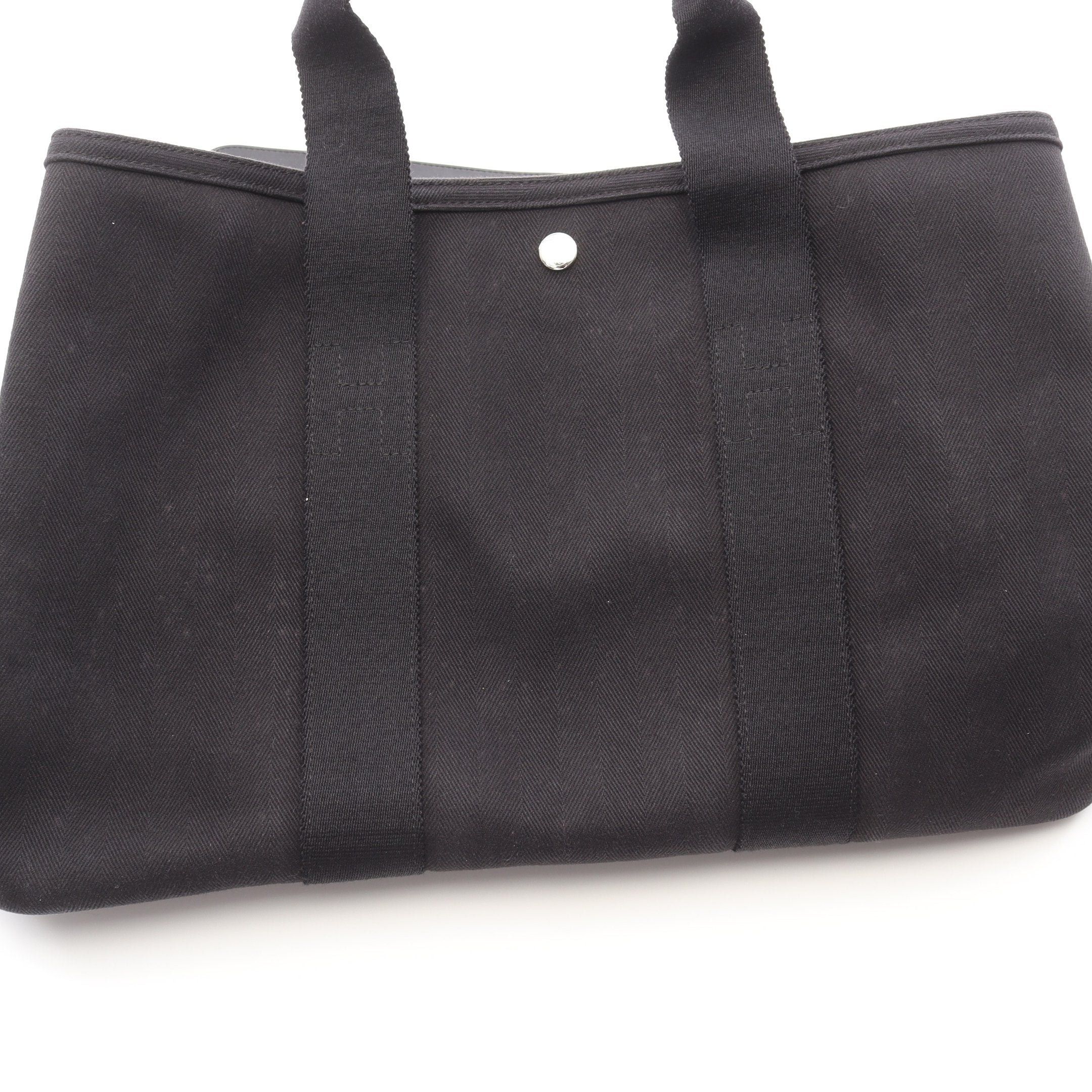 Hermes Hermes Valparaiso Mm Handbag Toile Chevron Leather Black Silver Hardware □I Stamp (Manufactured Around 2005) Size ONE SIZE - 8 Thumbnail