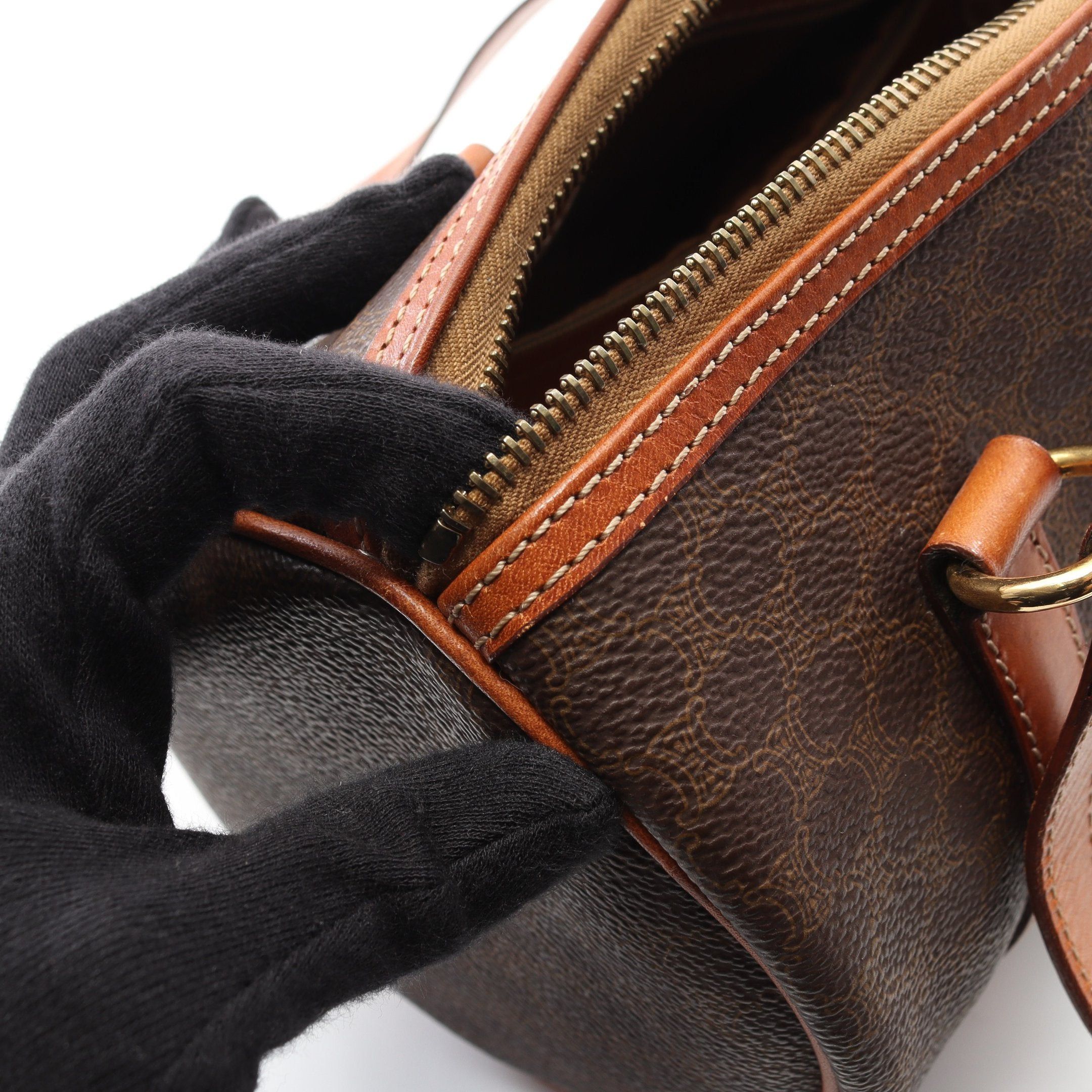 Celine Celine Macadam Mini Boston Bag Leather Dark Brown Size ONE SIZE - 6 Thumbnail