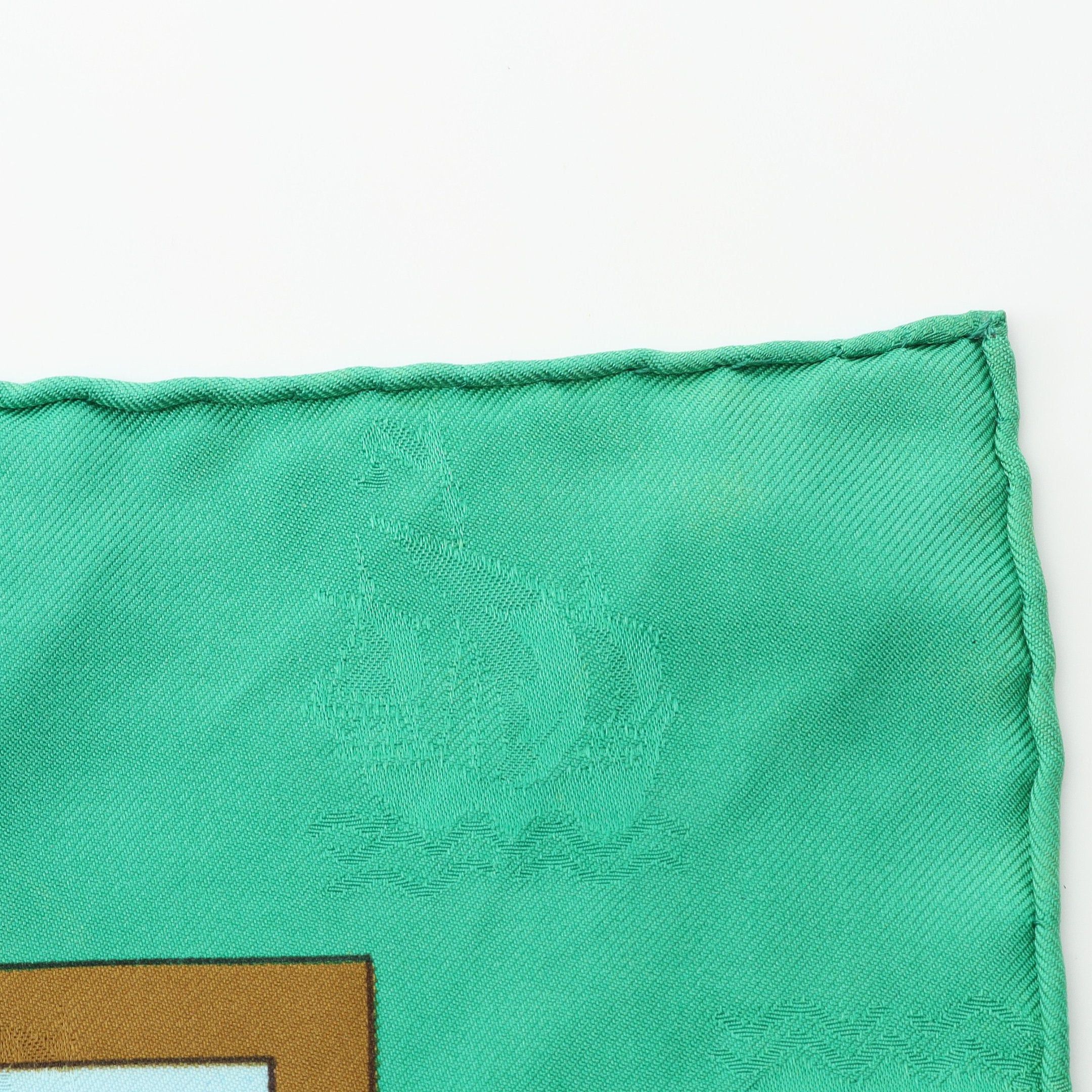 Hermes Hermes Carres 90 Christophe Colomb Decouvre One Amerique 12 Octobre 1492 Scarf Silk Green Multicolor Size ONE SIZE - 7 Thumbnail