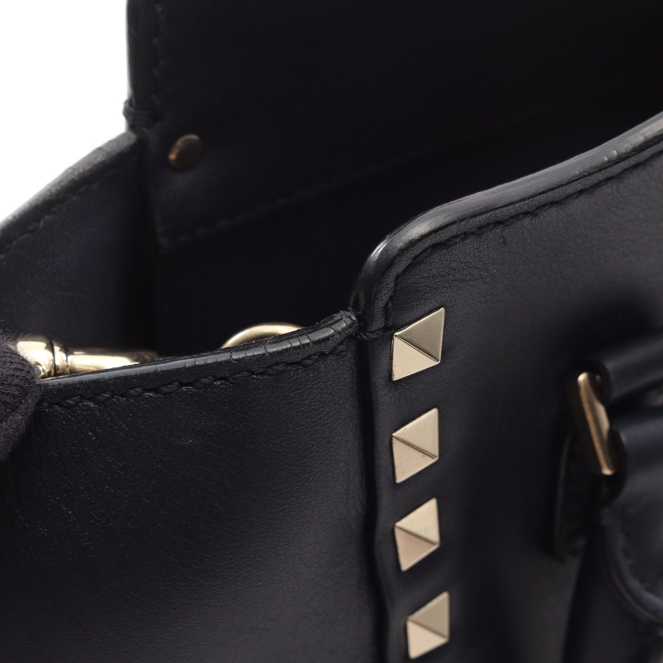 Valentino Valentino Handbag Leather Navy Rockstud Size ONE SIZE - 7 Thumbnail