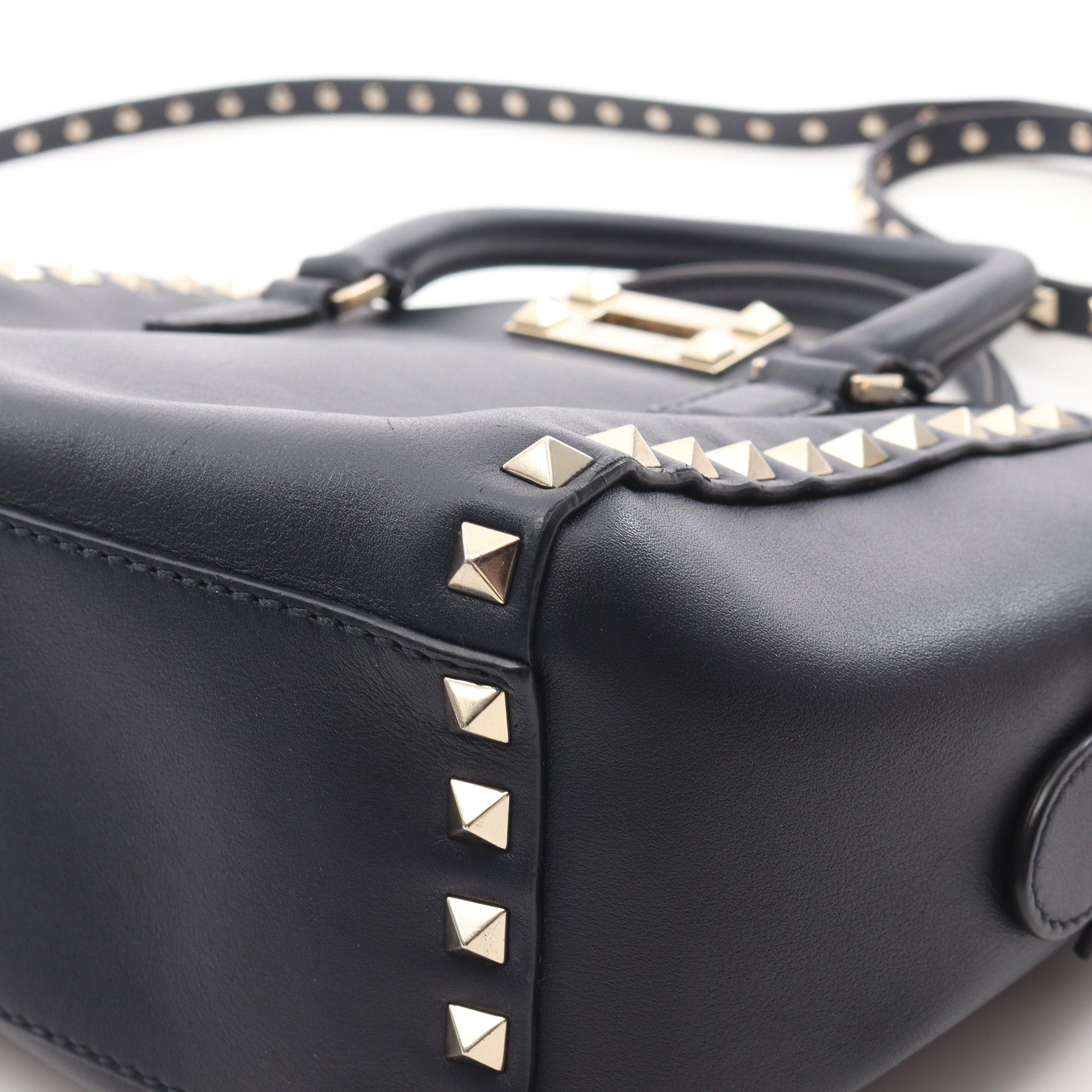 Valentino Valentino Handbag Leather Navy Rockstud Size ONE SIZE - 11 Thumbnail