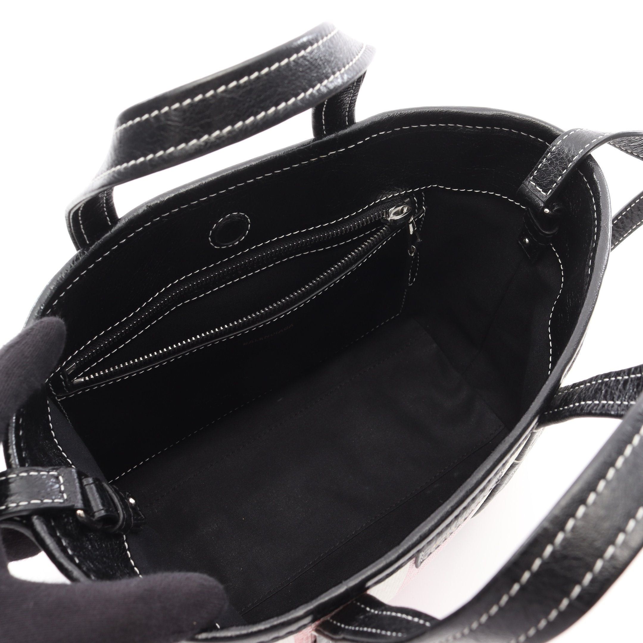 Balenciaga Balenciaga Barbes Small Handbag Leather Raffia Black White Pink Purple Size ONE SIZE - 3 Thumbnail