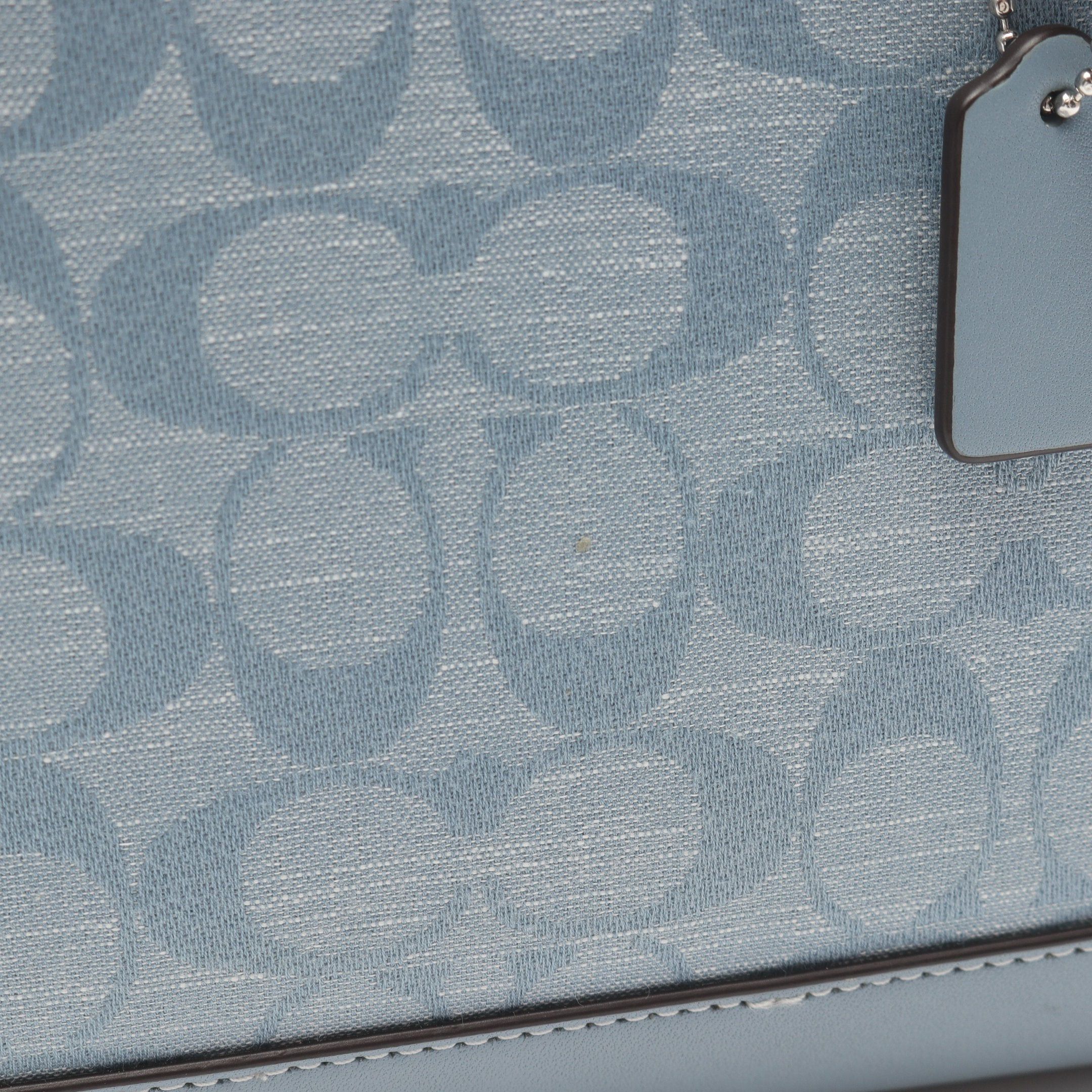 Coach Coach Molly Tote 25 Signature Chambray Handbag Canvas Leather Light Blue Size ONE SIZE - 5 Thumbnail