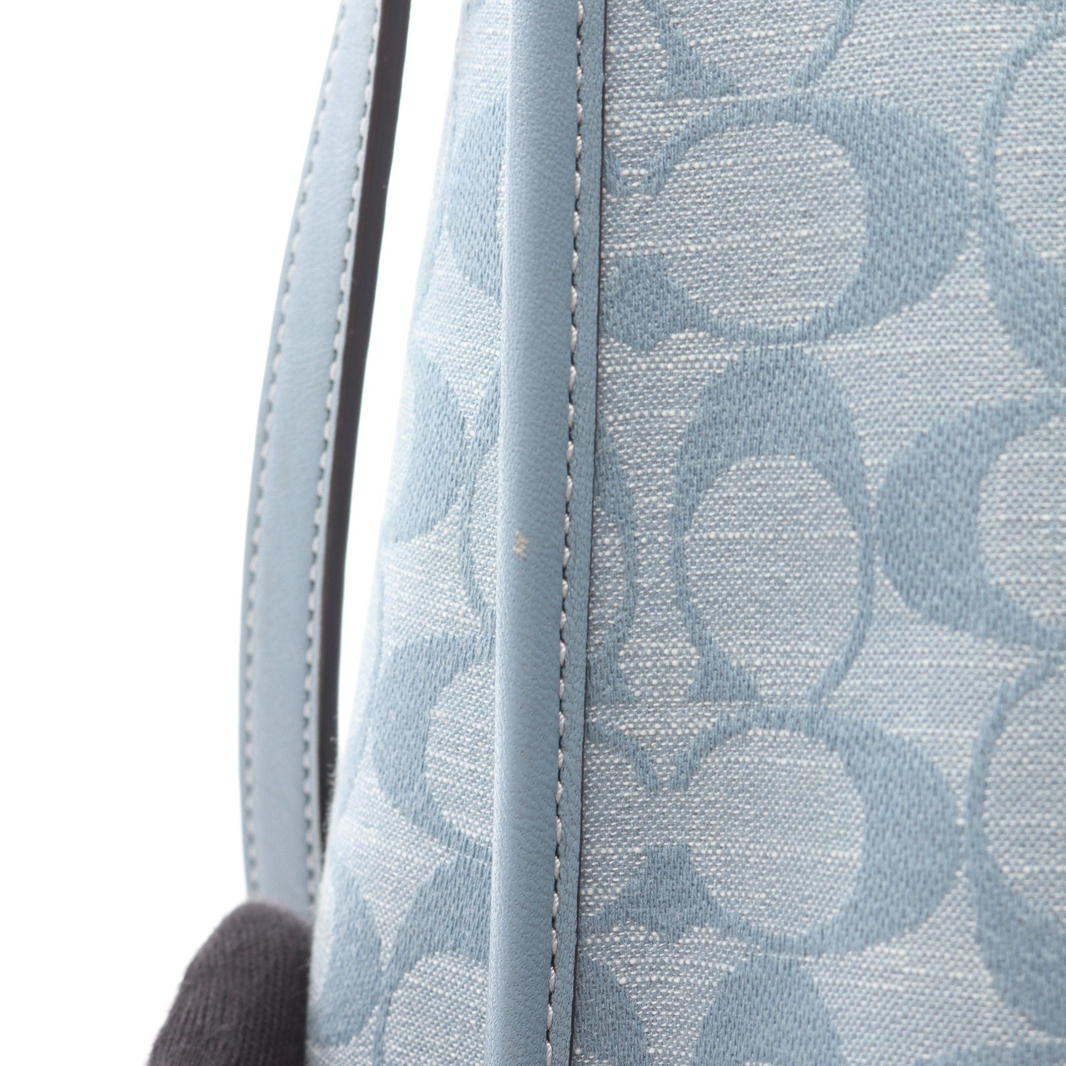 Coach Coach Molly Tote 25 Signature Chambray Handbag Canvas Leather Light Blue Size ONE SIZE - 6 Thumbnail