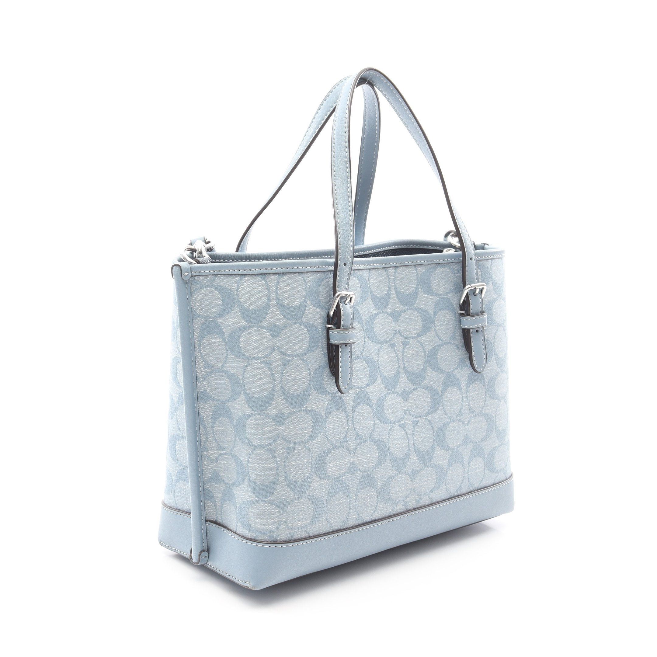 Coach Coach Molly Tote 25 Signature Chambray Handbag Canvas Leather Light Blue Size ONE SIZE - 2 Thumbnail