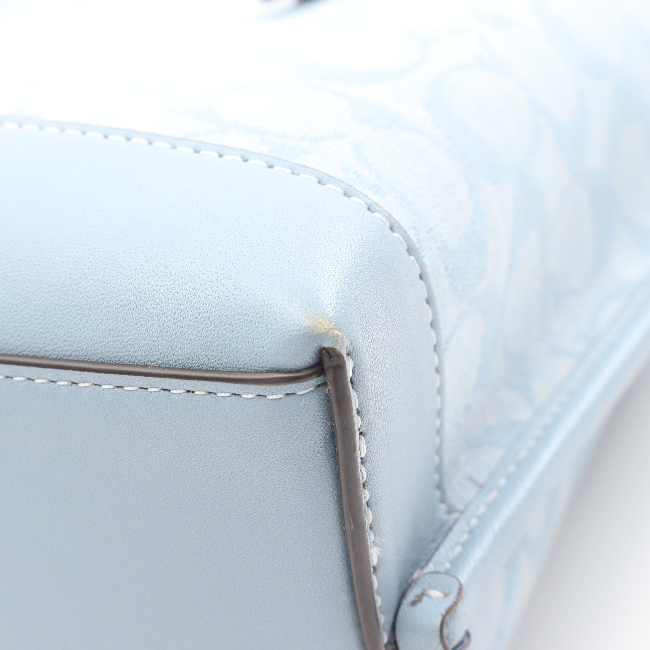 Coach Coach Molly Tote 25 Signature Chambray Handbag Canvas Leather Light Blue Size ONE SIZE - 10 Thumbnail