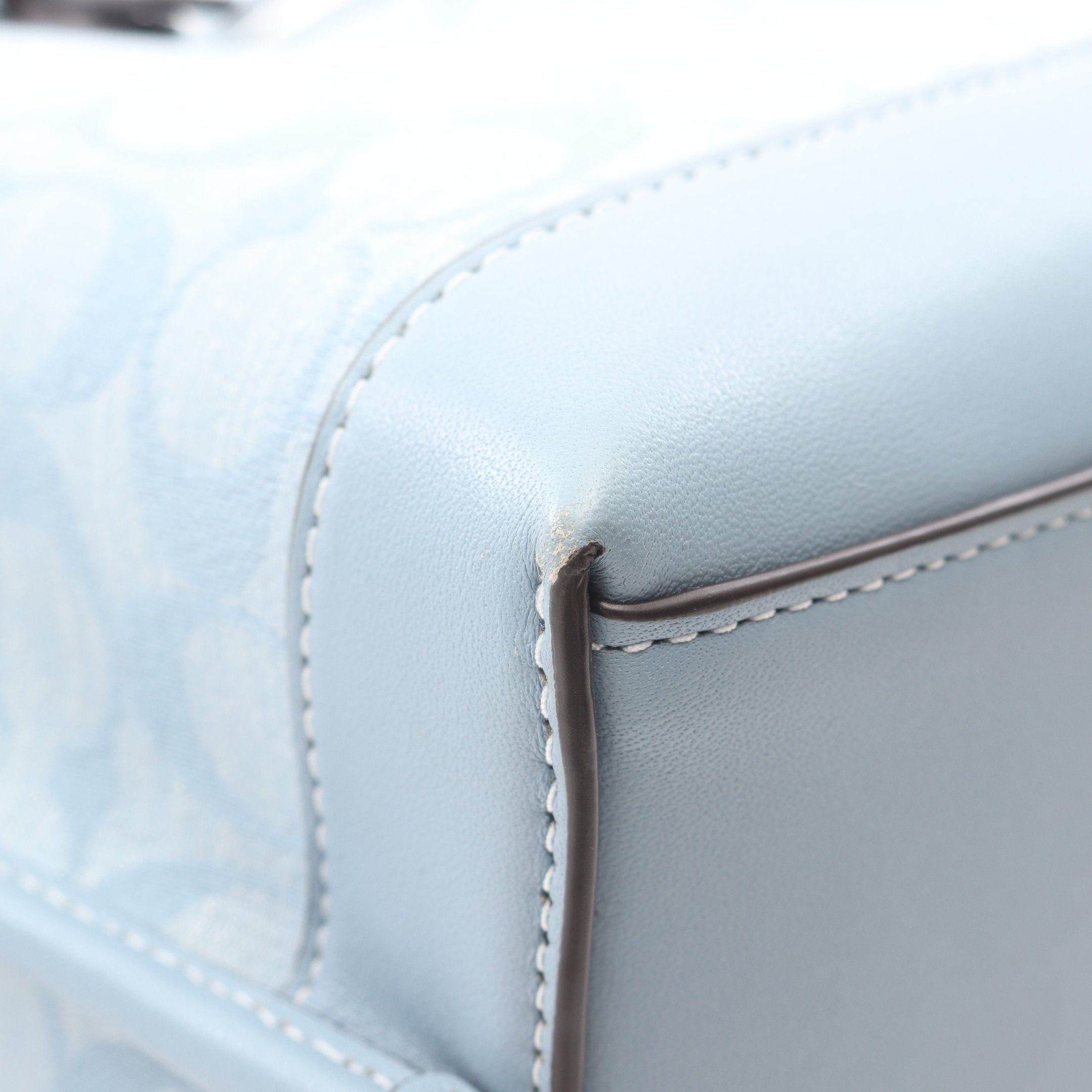 Coach Coach Molly Tote 25 Signature Chambray Handbag Canvas Leather Light Blue Size ONE SIZE - 9 Thumbnail