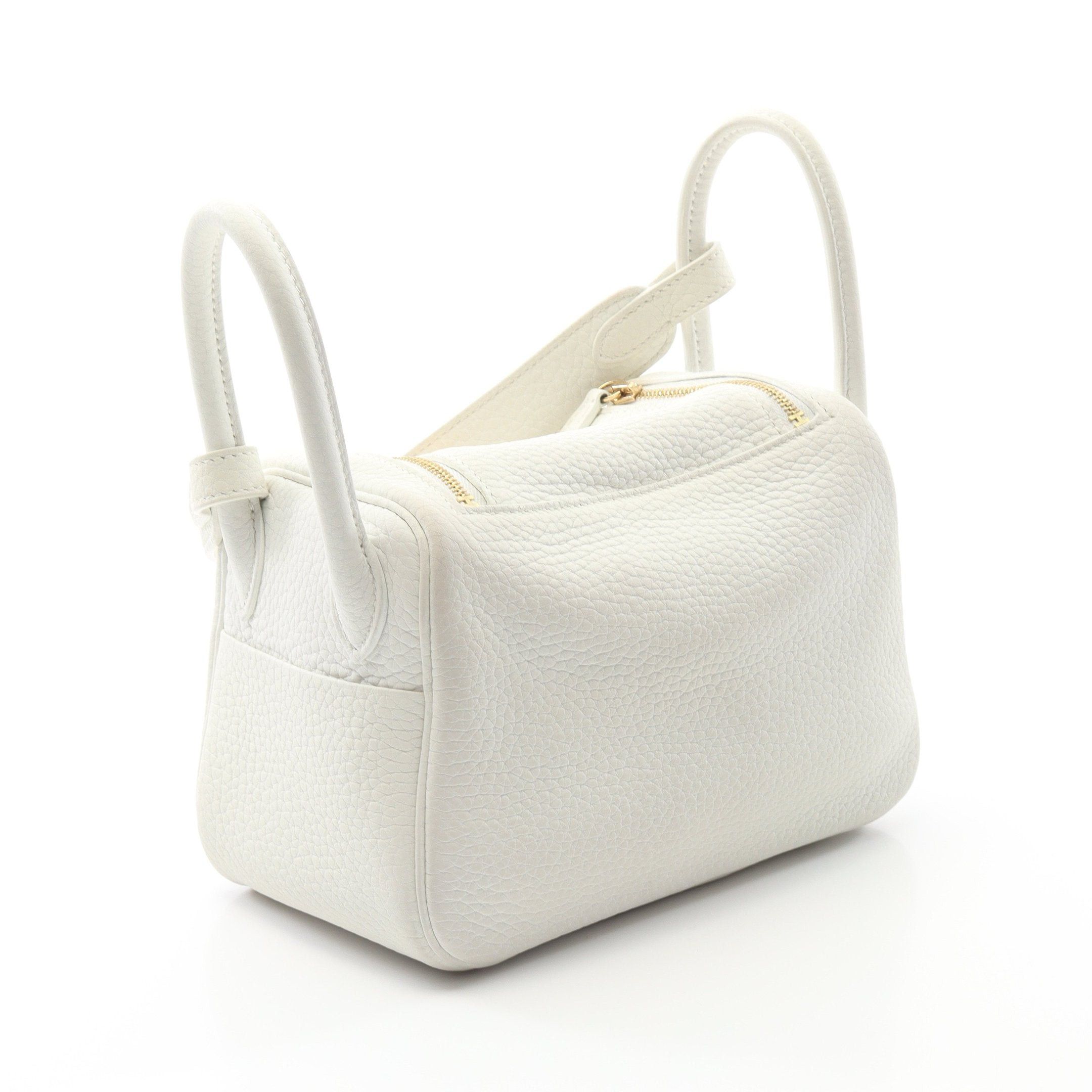 Hermes Hermes Lindy Mini New White Shoulder Bag Clemence Leather Gold Hardware B Stamp Size ONE SIZE - 2 Thumbnail