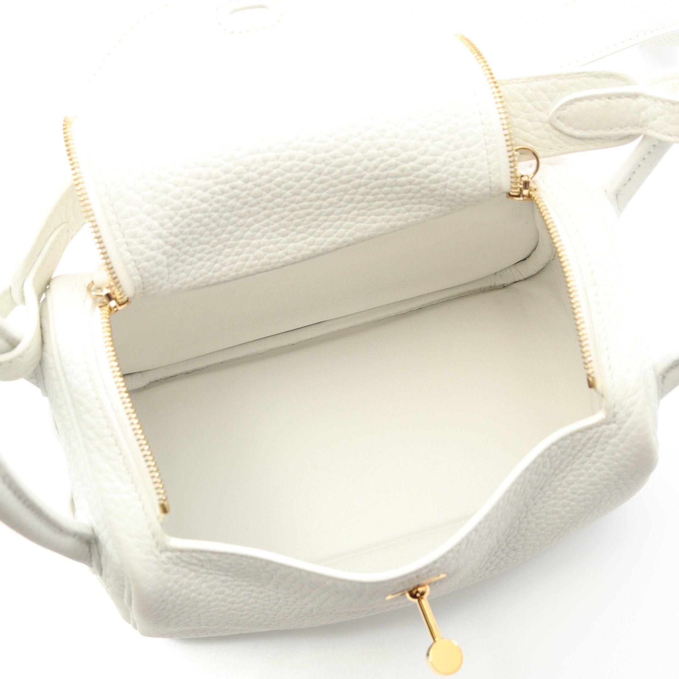 Hermes Hermes Lindy Mini New White Shoulder Bag Clemence Leather Gold Hardware B Stamp Size ONE SIZE - 3 Thumbnail