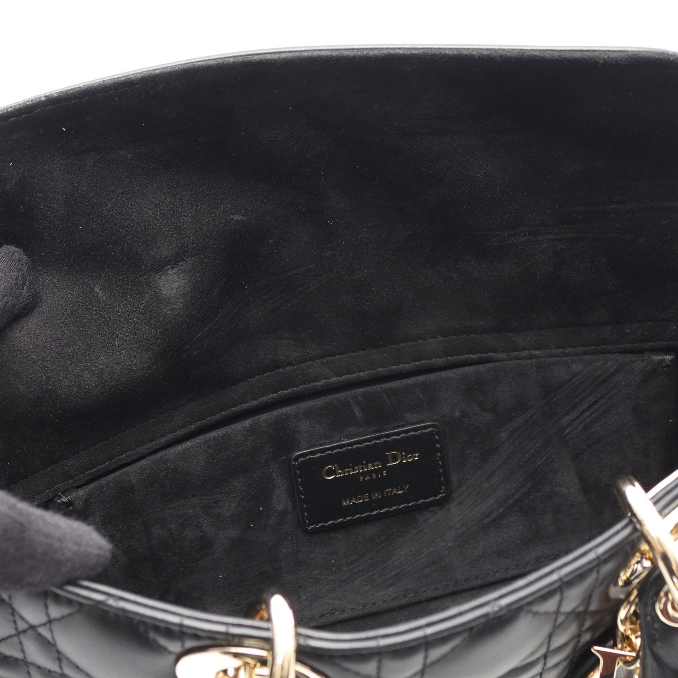 Dior Dior Lady Medium Canage Handbag Leather Black Size ONE SIZE - 8 Thumbnail