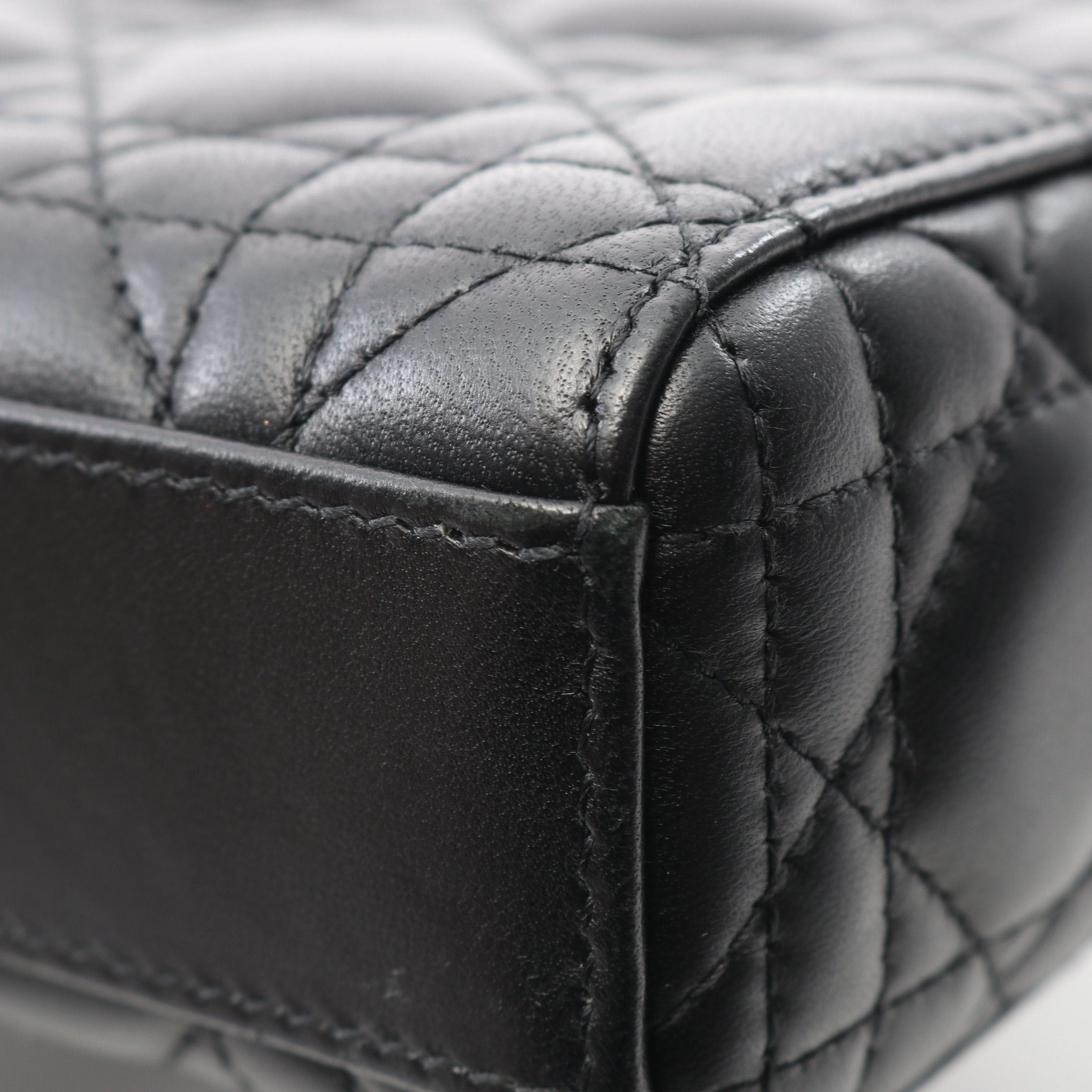 Dior Dior Lady Medium Canage Handbag Leather Black Size ONE SIZE - 7 Thumbnail
