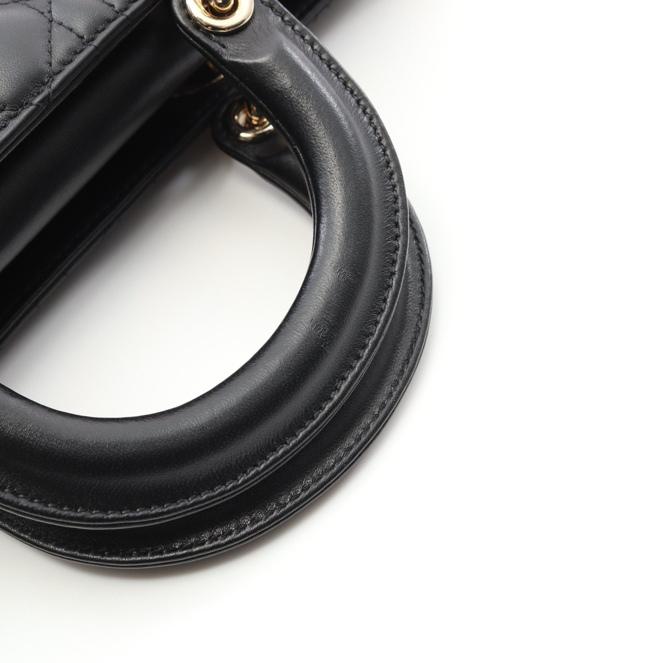 Dior Dior Lady Medium Canage Handbag Leather Black Size ONE SIZE - 6 Thumbnail