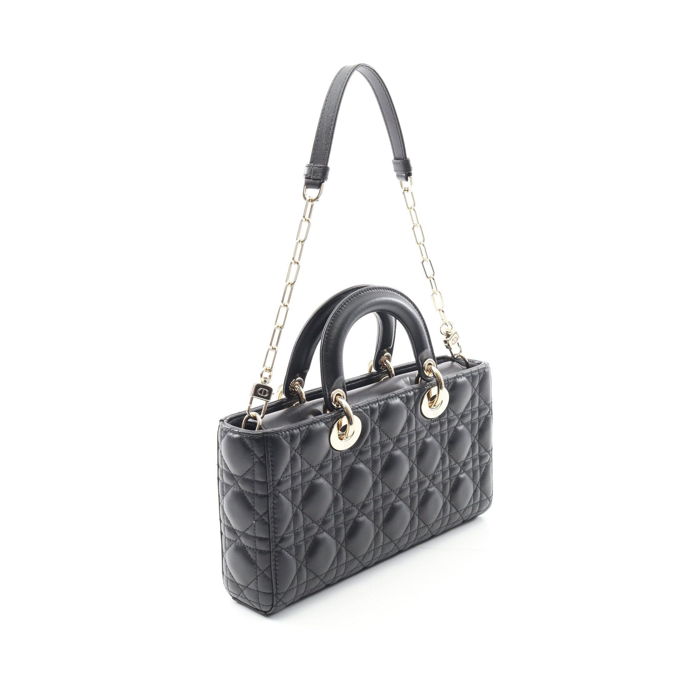 Dior Dior Lady Medium Canage Handbag Leather Black Size ONE SIZE - 2 Thumbnail