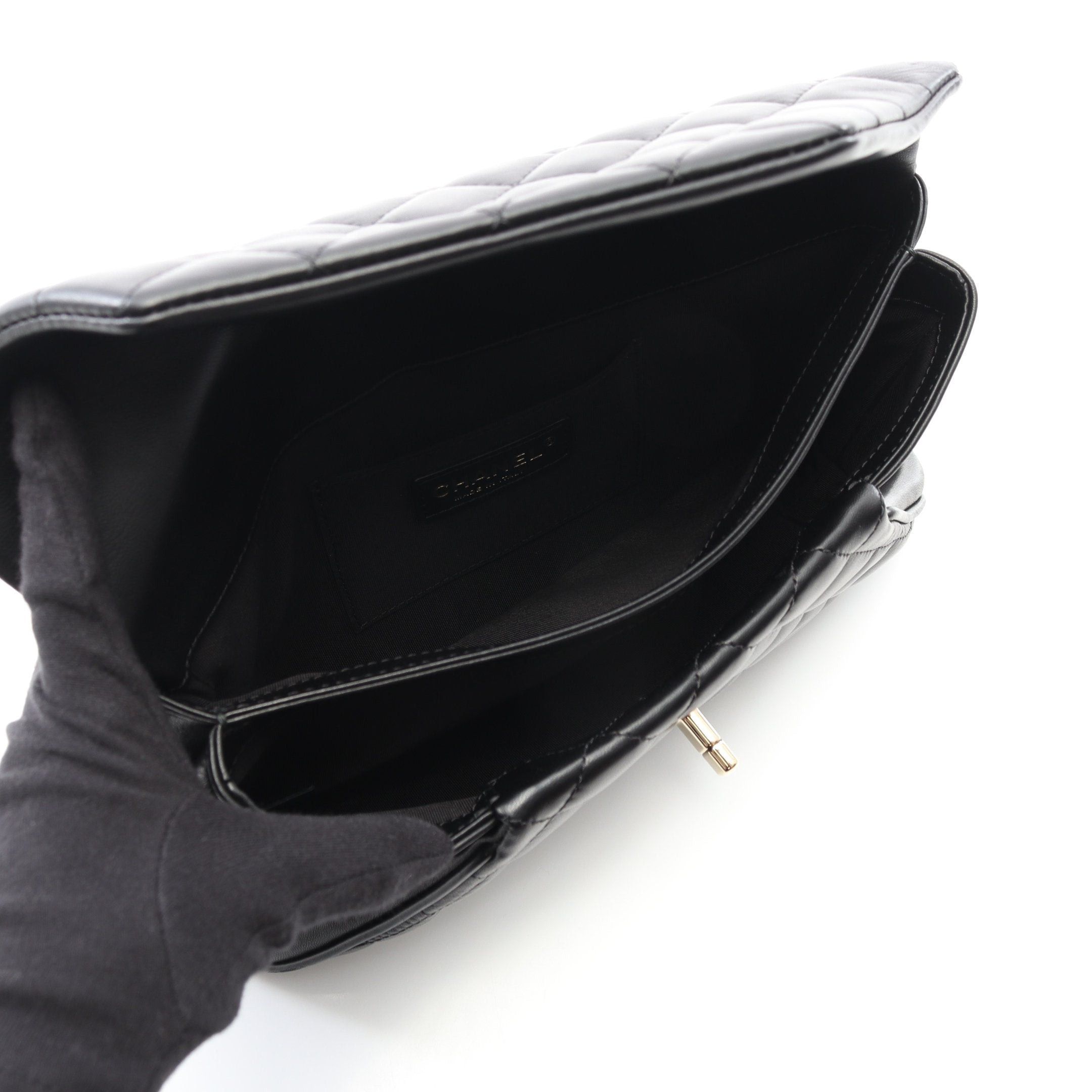 Chanel Chanel Matelasse Clutch Bag Lambskin Black Gold Hardware Size ONE SIZE - 3 Thumbnail