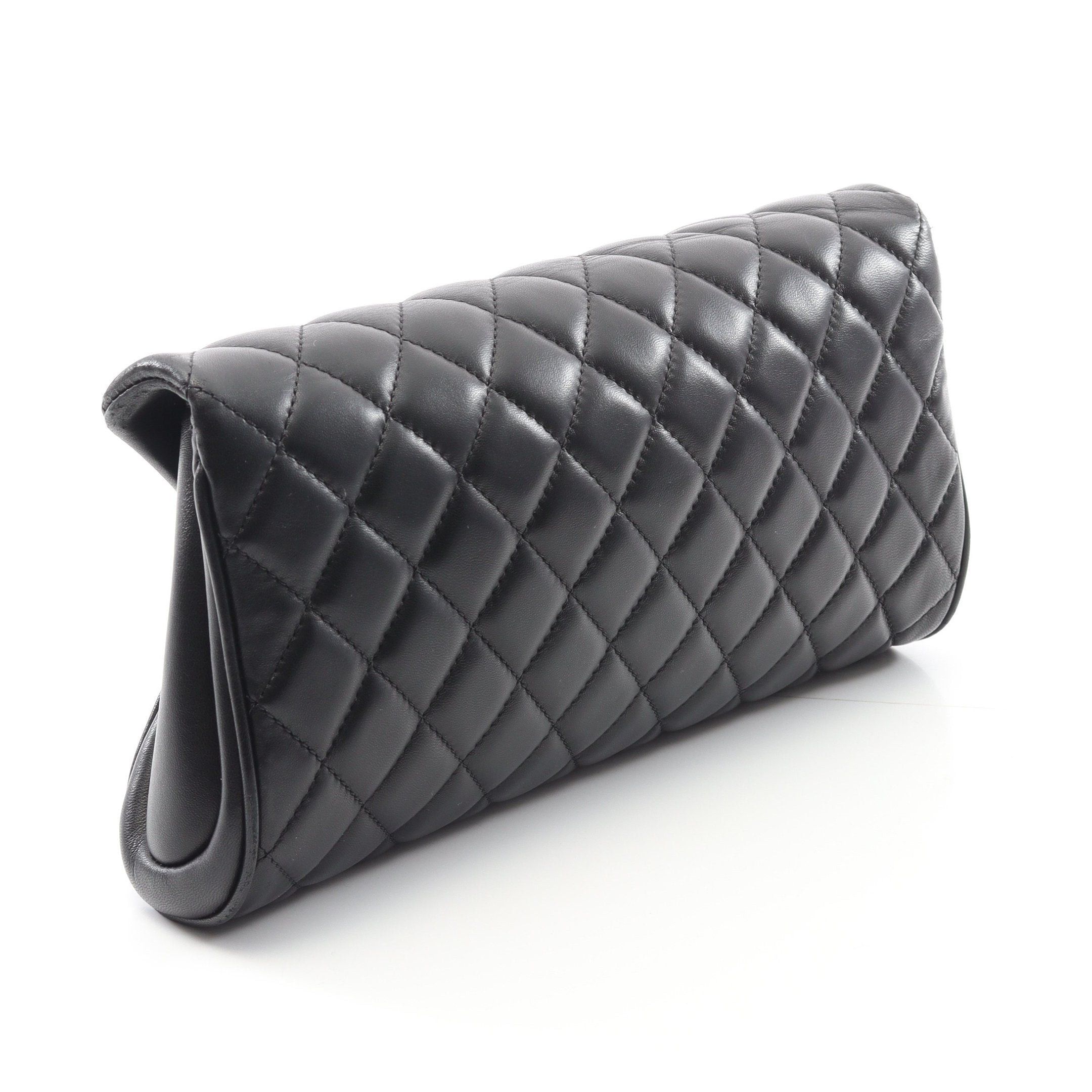 Chanel Chanel Matelasse Clutch Bag Lambskin Black Gold Hardware Size ONE SIZE - 2 Thumbnail