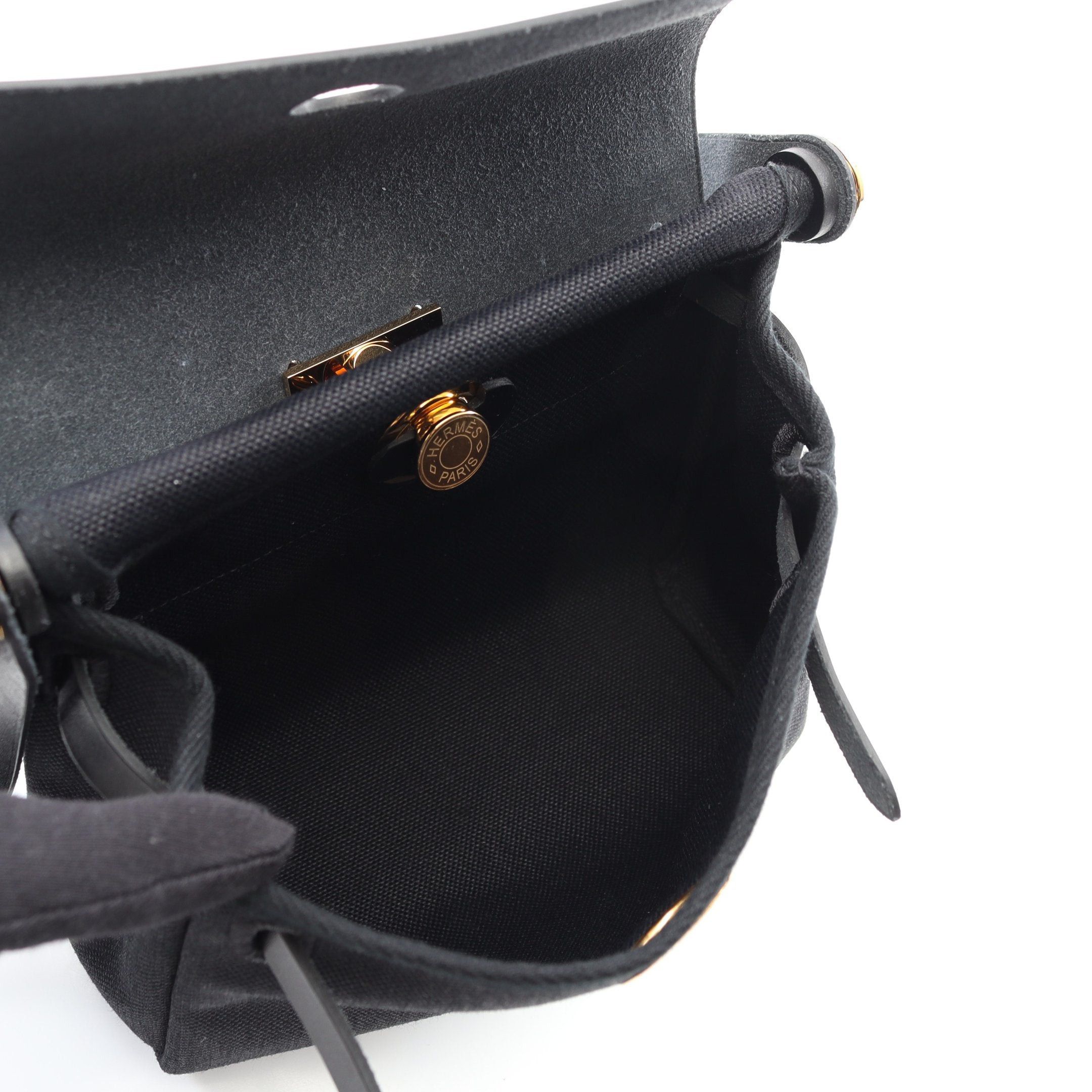 Hermes Hermes Airbag Zip Mini Clutch Bag Toile Military Vache Hunter Black Gold Hardware K Stamp Size ONE SIZE - 3 Thumbnail