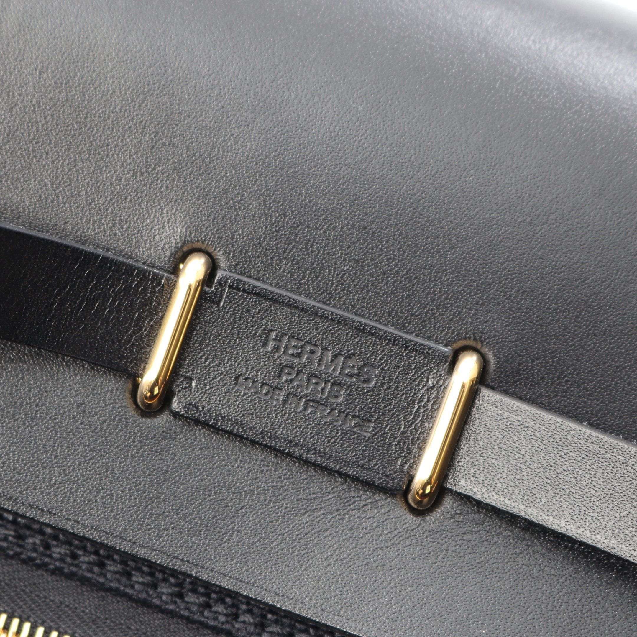 Hermes Hermes Airbag Zip Mini Clutch Bag Toile Military Vache Hunter Black Gold Hardware K Stamp Size ONE SIZE - 4 Thumbnail