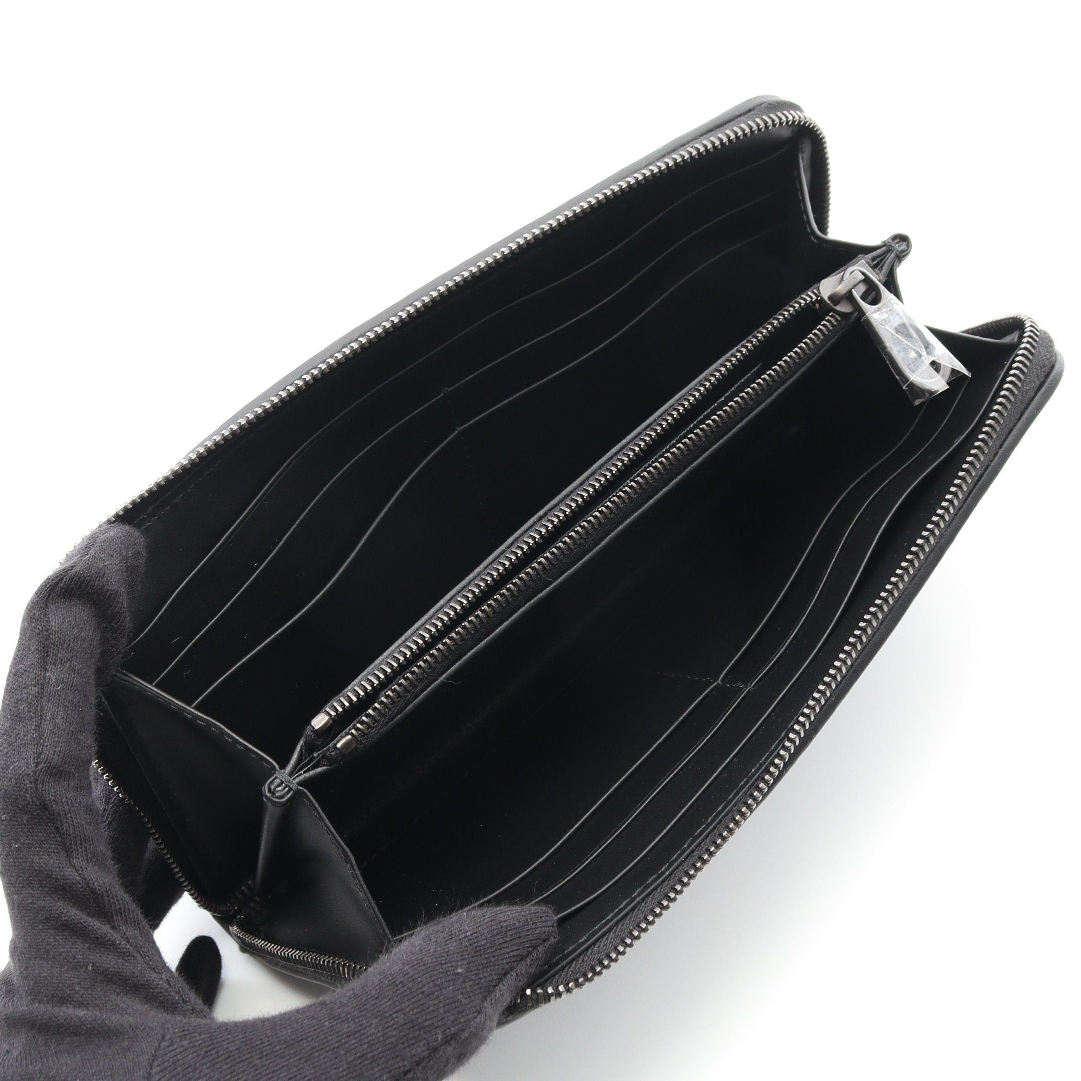 Bottega Veneta Bottega Veneta Intrecciato Round Zipper Long Wallet Leather Black Size ONE SIZE - 3 Thumbnail
