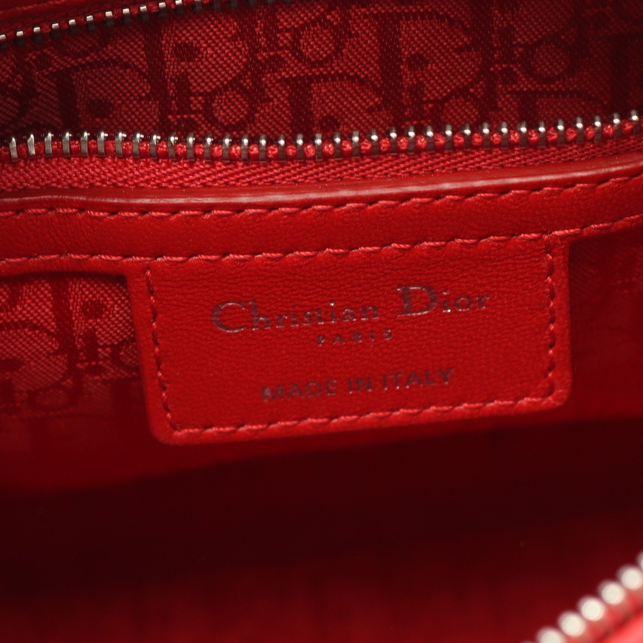 Dior Dior Lady Dior Canage Handbag Leather Red Size ONE SIZE - 4 Thumbnail