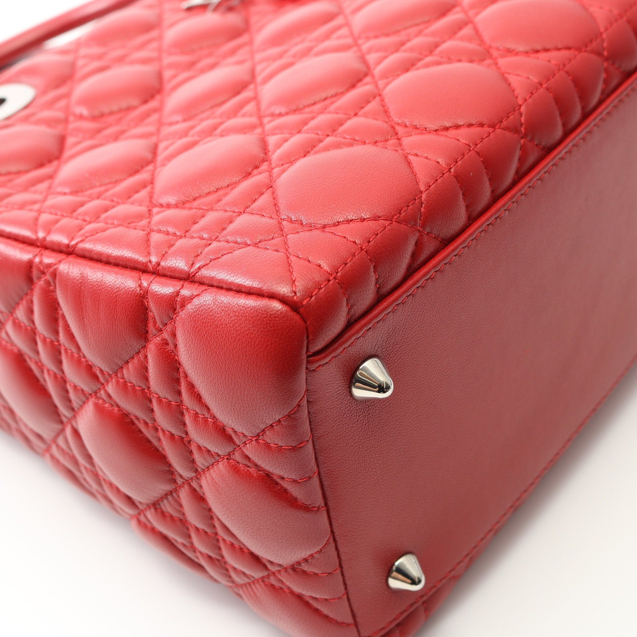 Dior Dior Lady Dior Canage Handbag Leather Red Size ONE SIZE - 5 Thumbnail