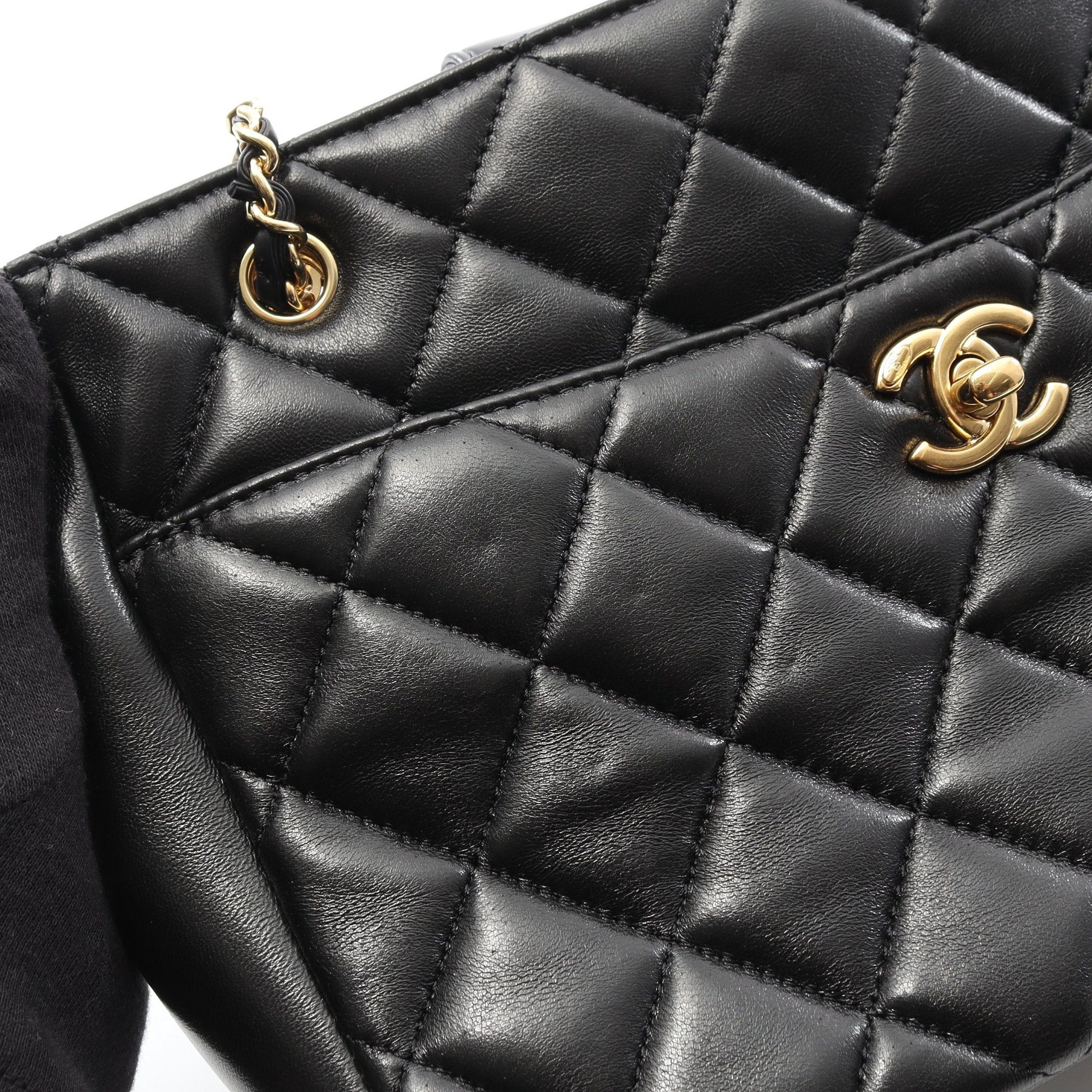 Chanel Chanel Matelasse Small Shopping Bag Chain Shoulder Tote Lambskin Black Gold Hardware Size ONE SIZE - 11 Thumbnail