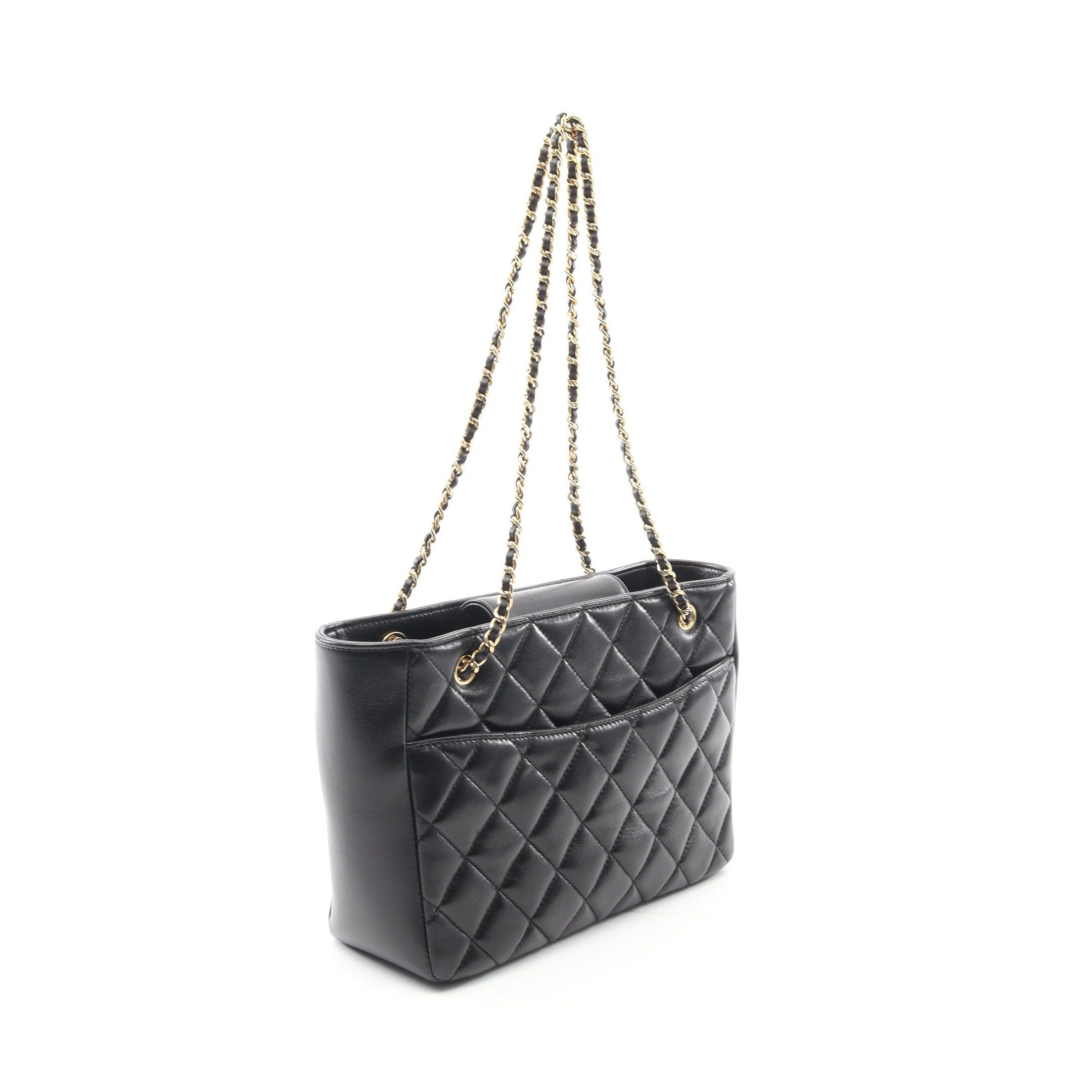 Chanel Chanel Matelasse Small Shopping Bag Chain Shoulder Tote Lambskin Black Gold Hardware Size ONE SIZE - 2 Thumbnail