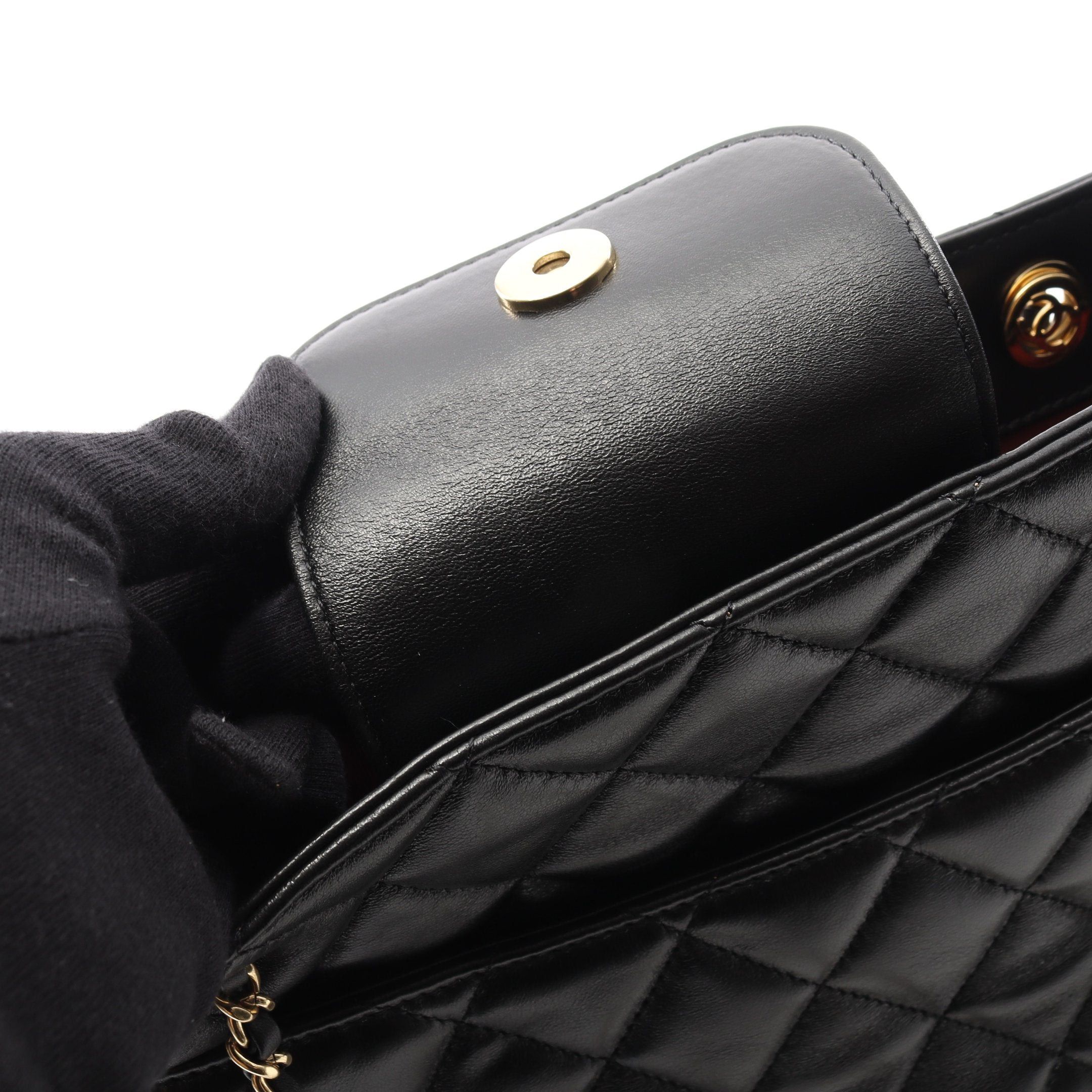 Chanel Chanel Matelasse Small Shopping Bag Chain Shoulder Tote Lambskin Black Gold Hardware Size ONE SIZE - 10 Thumbnail