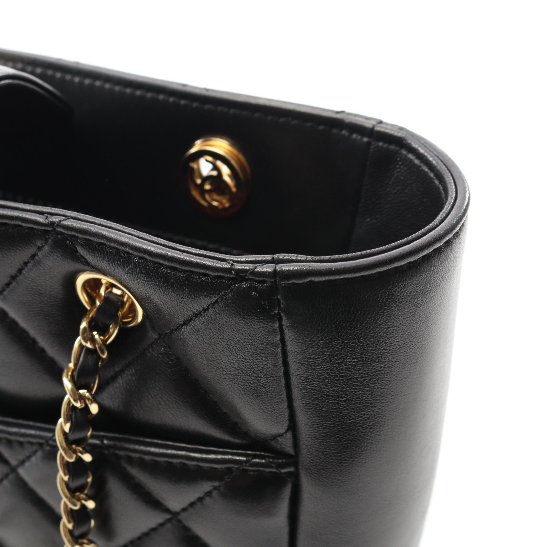 Chanel Chanel Matelasse Small Shopping Bag Chain Shoulder Tote Lambskin Black Gold Hardware Size ONE SIZE - 9 Thumbnail
