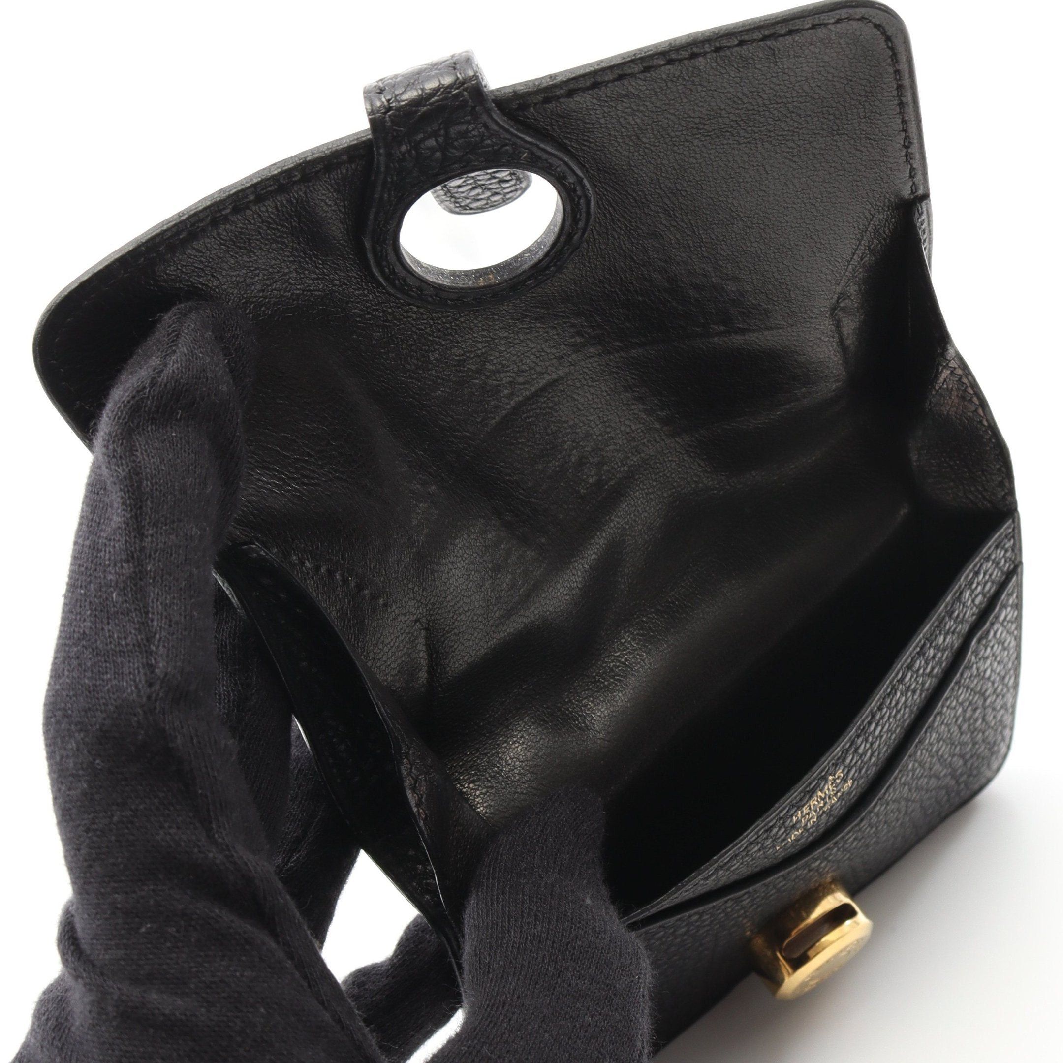Hermes Hermes Dogon Card Case Name Holder Togo Black Gold Hardware Stamp Size ONE SIZE - 3 Thumbnail