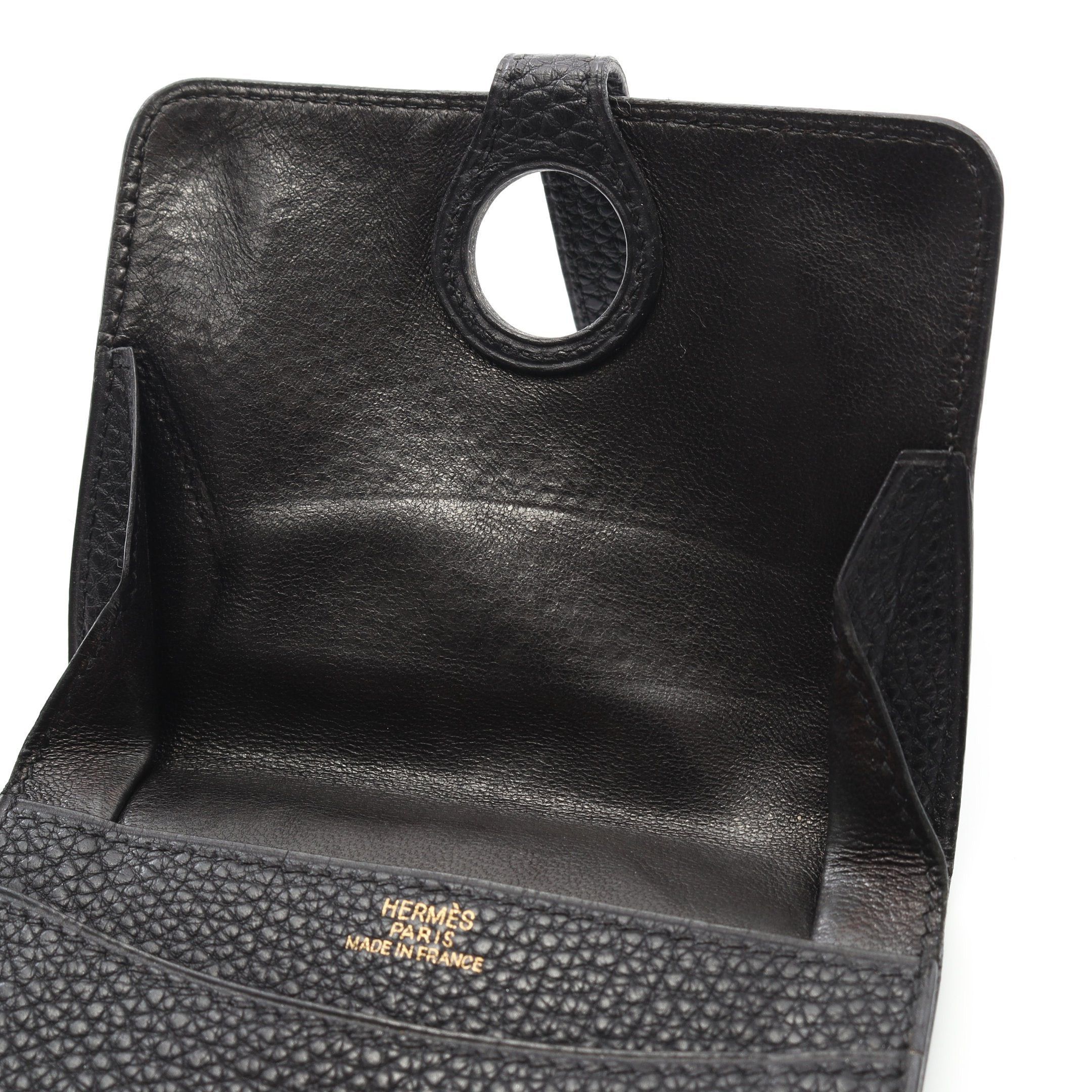 Hermes Hermes Dogon Card Case Name Holder Togo Black Gold Hardware Stamp Size ONE SIZE - 7 Thumbnail