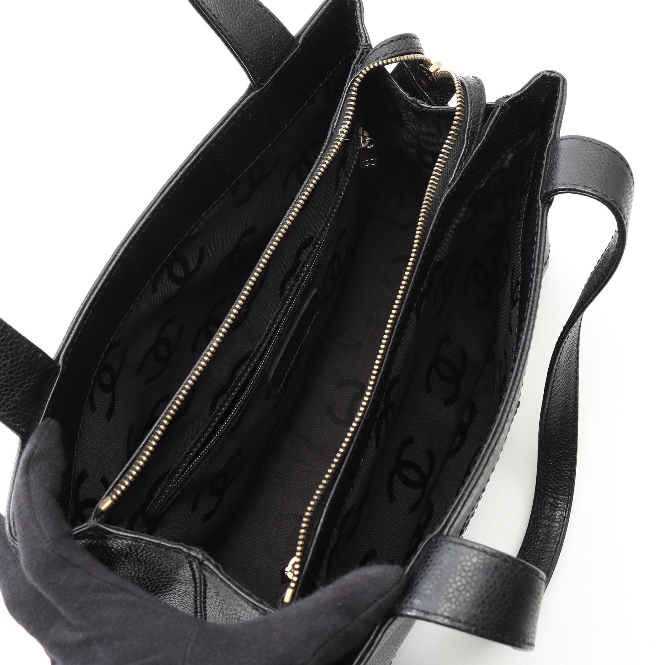 Chanel Chanel Coco Mark Shoulder Bag Tote Caviar Skin Black Gold Hardware Size ONE SIZE - 3 Thumbnail