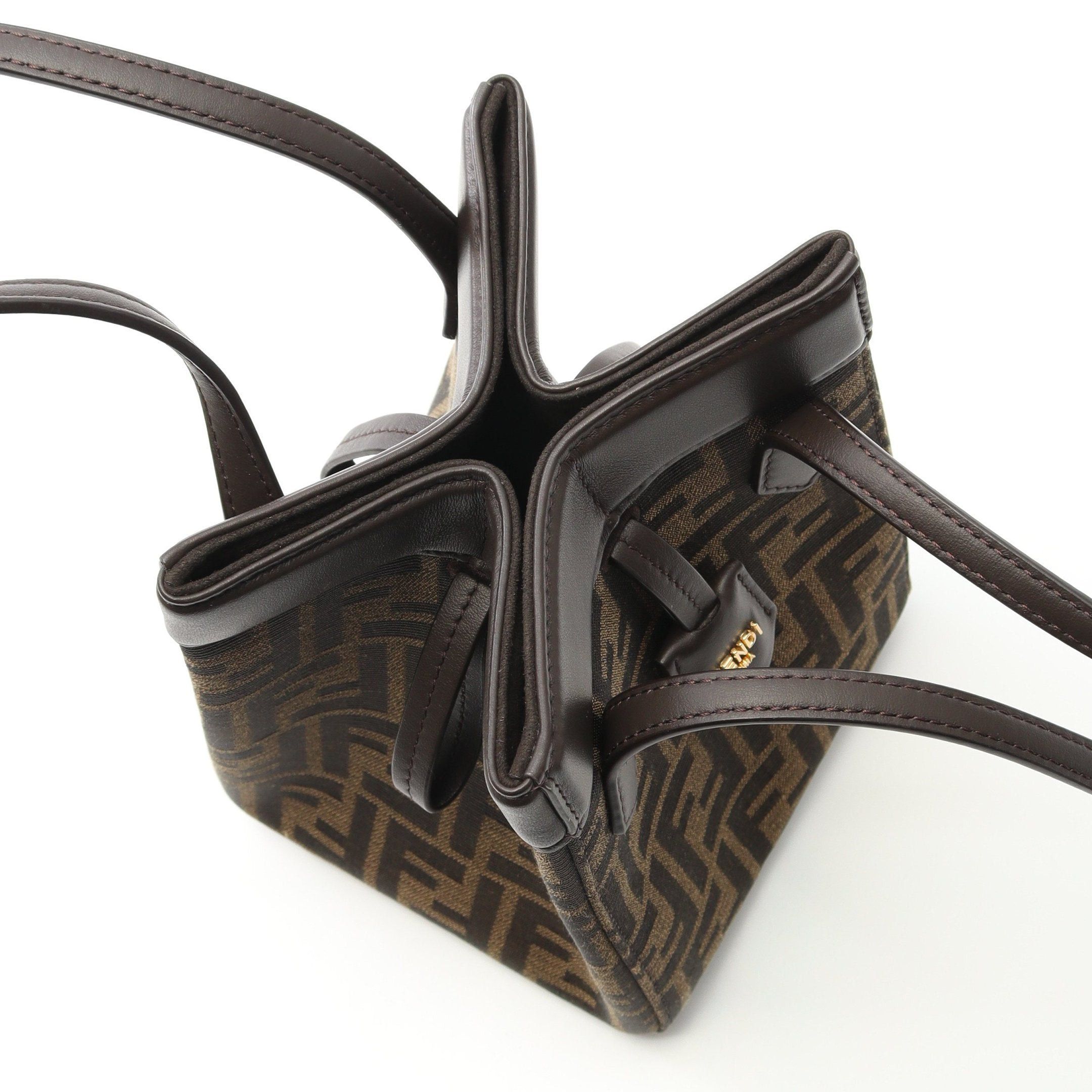 Fendi Fendi Origami Mini Shoulder Bag Canvas Leather Brown Dark Size ONE SIZE - 9 Thumbnail