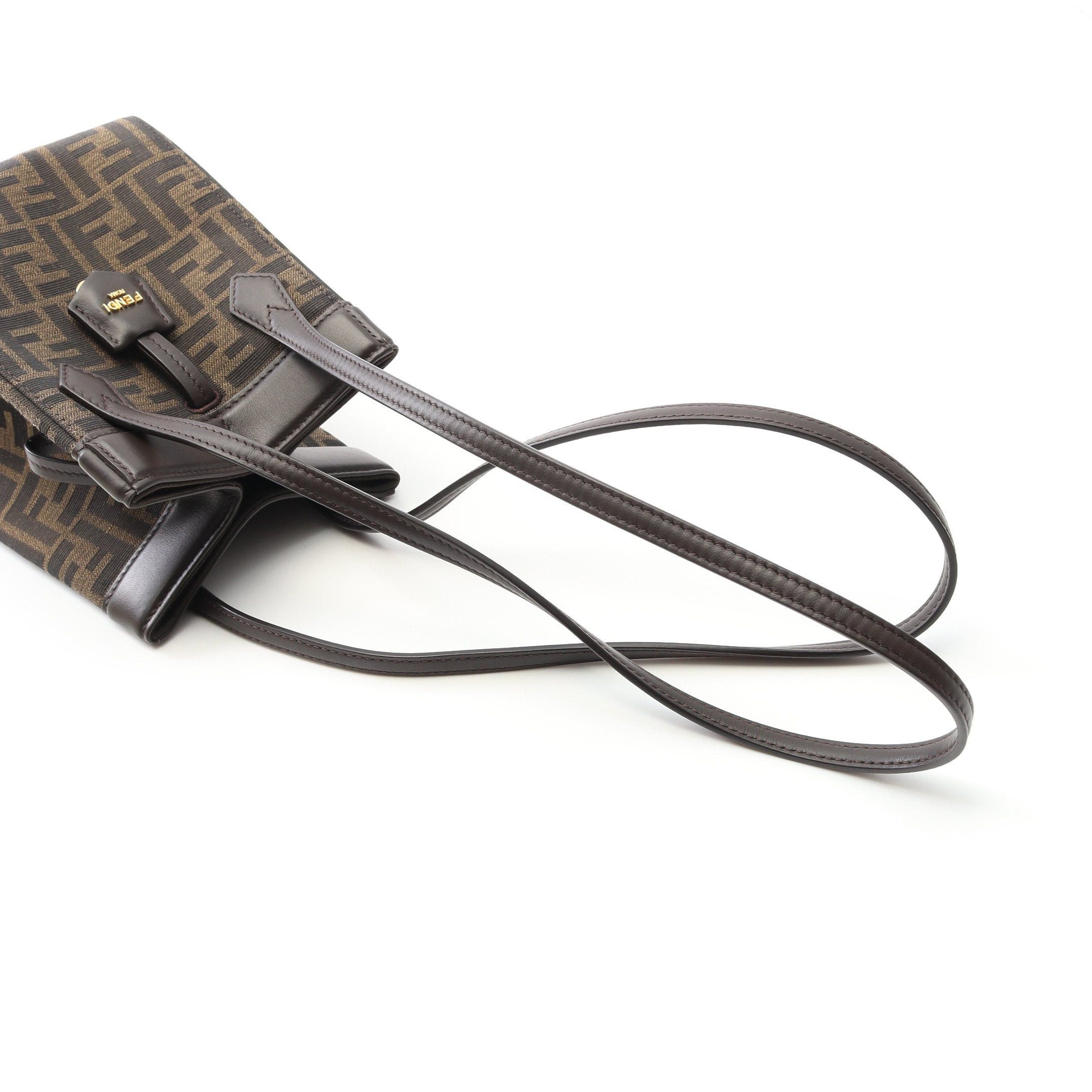 Fendi Fendi Origami Mini Shoulder Bag Canvas Leather Brown Dark Size ONE SIZE - 8 Thumbnail
