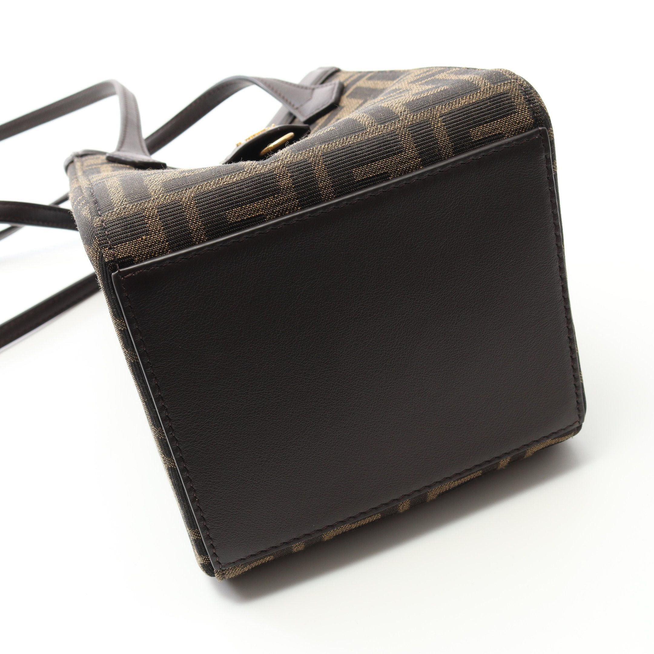 Fendi Fendi Origami Mini Shoulder Bag Canvas Leather Brown Dark Size ONE SIZE - 6 Thumbnail