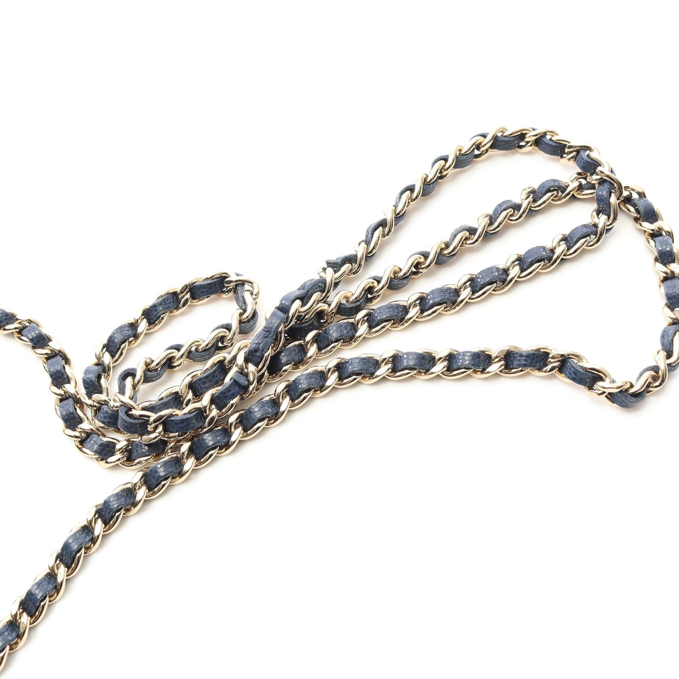 Chanel Chanel Matelasse Chain Wallet Caviar Skin Navy Gold Hardware Size ONE SIZE - 10 Thumbnail