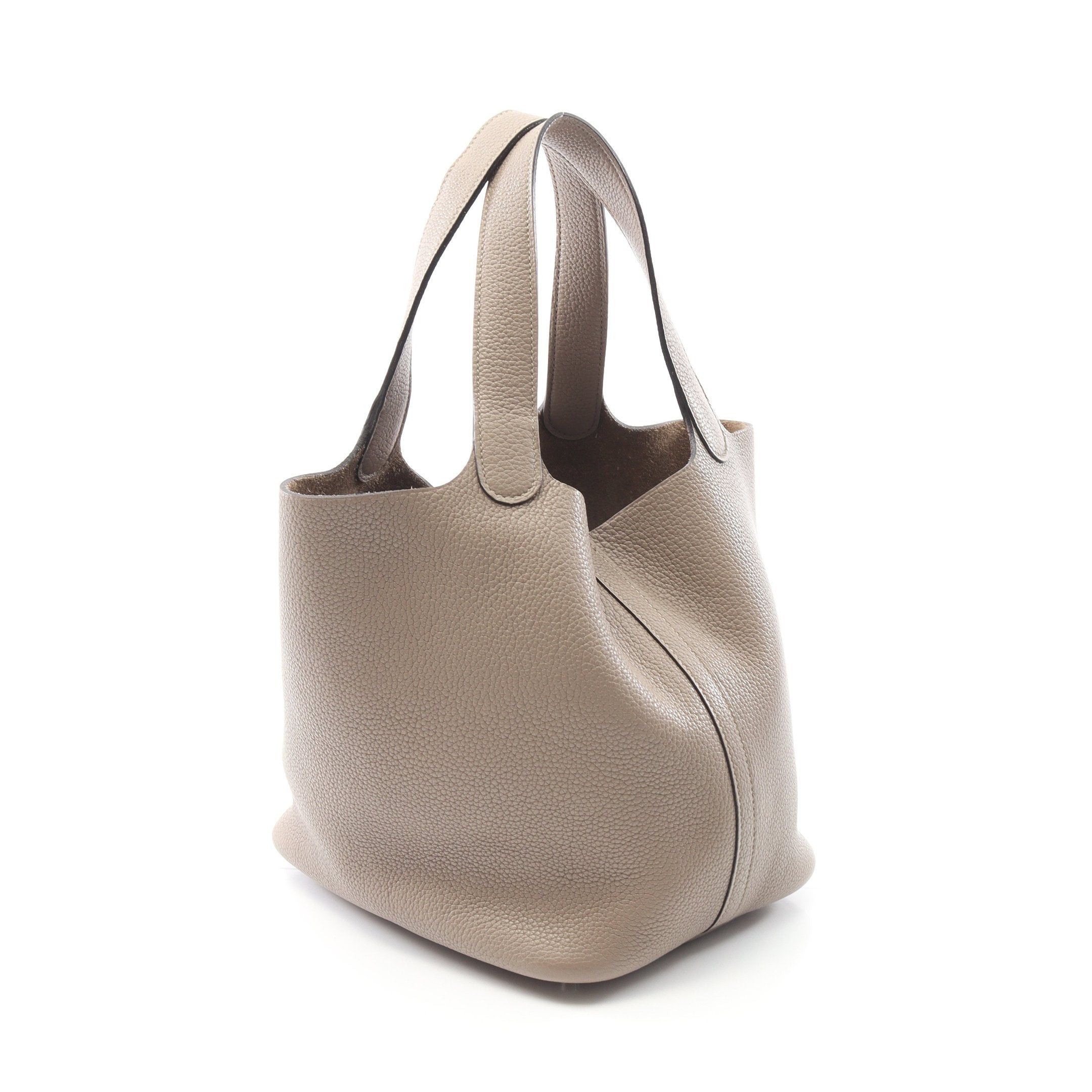 Hermes Hermes Picotane Lock Mm Handbag Clemence Leather Gray Brown Silver Hardware D Stamp Size ONE SIZE - 2 Thumbnail