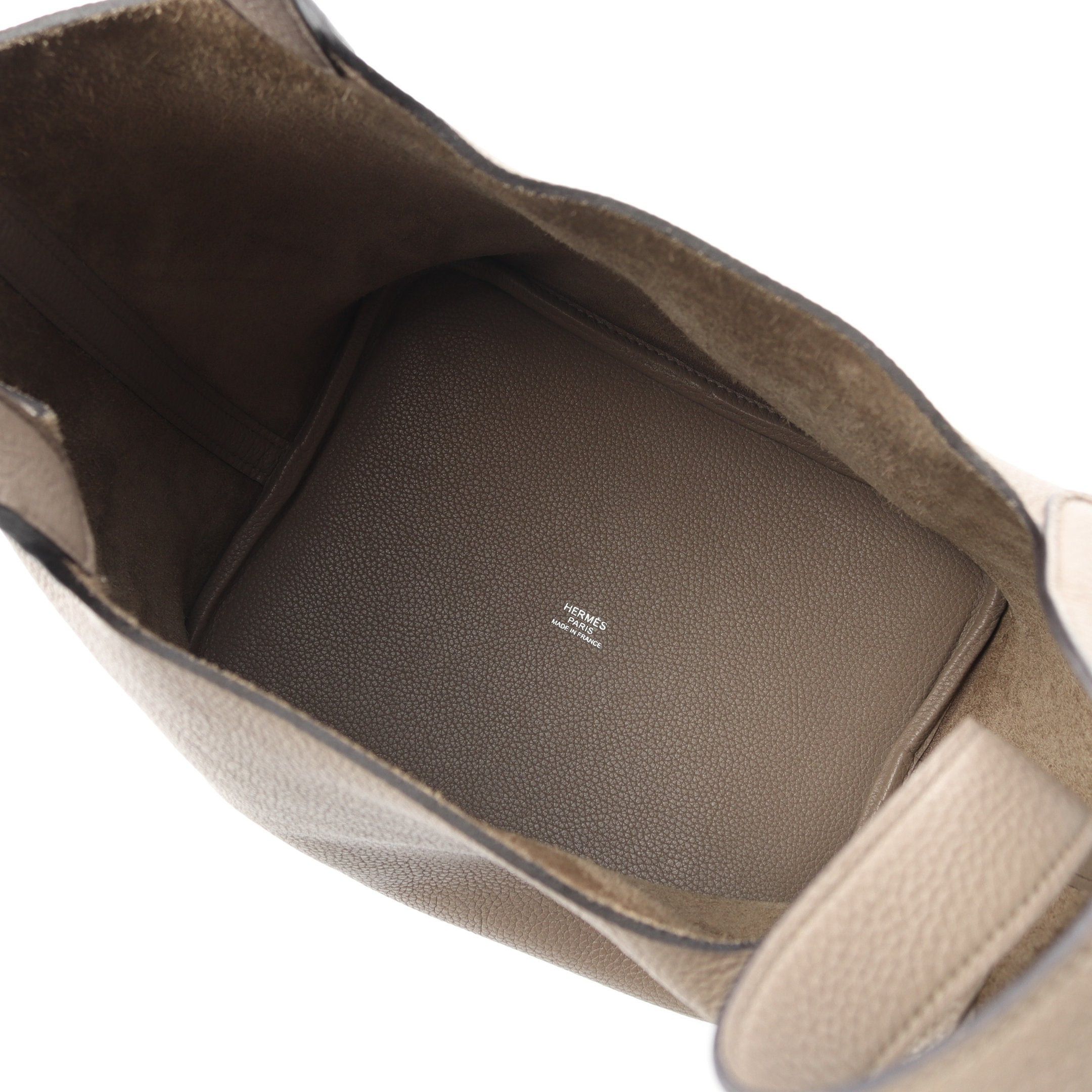 Hermes Hermes Picotane Lock Mm Handbag Clemence Leather Gray Brown Silver Hardware D Stamp Size ONE SIZE - 3 Thumbnail