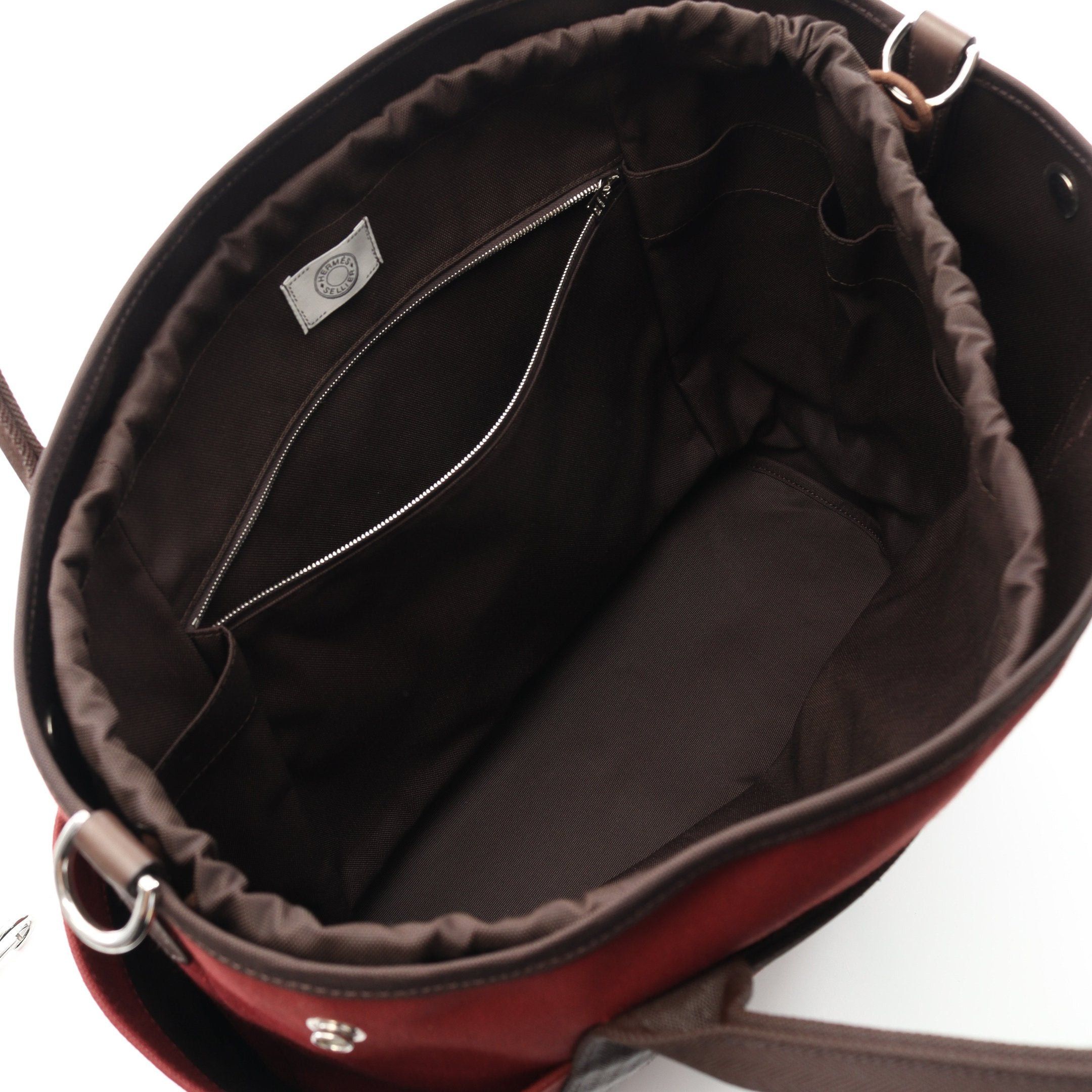 Hermes Hermes Sac De Pansage Groom Rouge Ash Handbag Tote Bag Toile Chevron Burgundy Dark Brown Silver Hardware B Stamp Size ONE SIZE - 3 Thumbnail