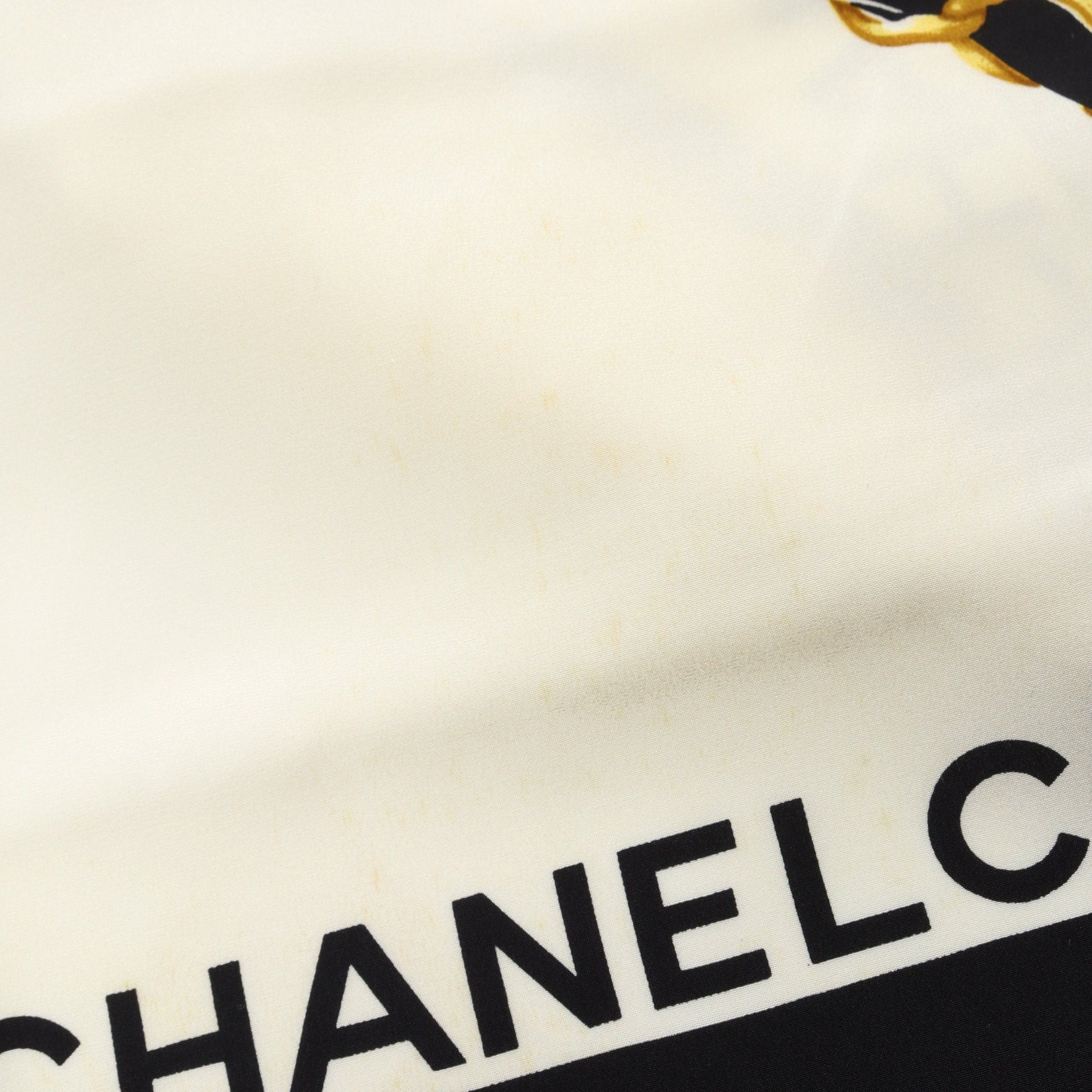 Chanel Chanel Matelasse Scarf Silk White Black Yellow Size ONE SIZE - 5 Thumbnail