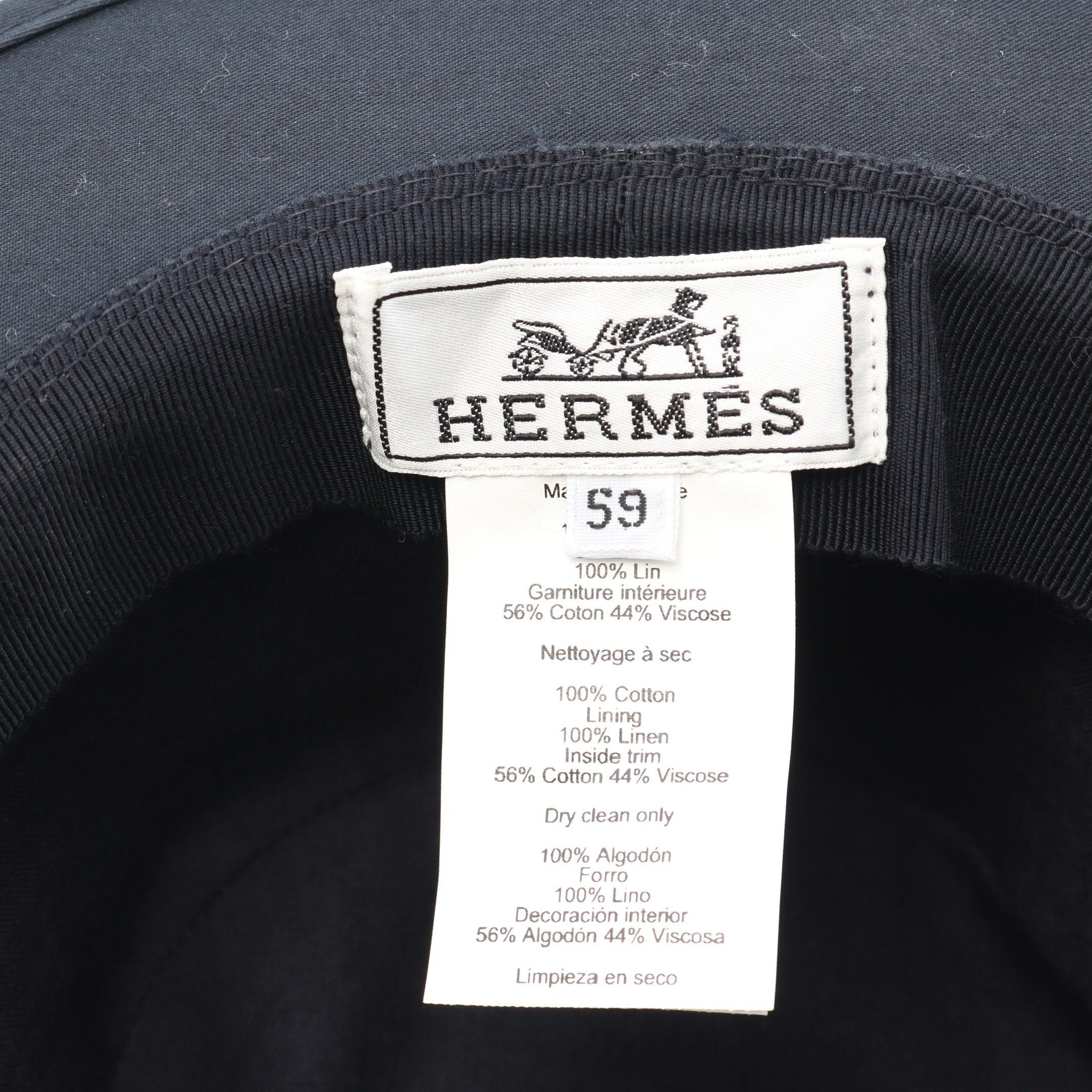Hermes Hermes H Embroidery Hat Canvas Navy Size ONE SIZE - 4 Thumbnail