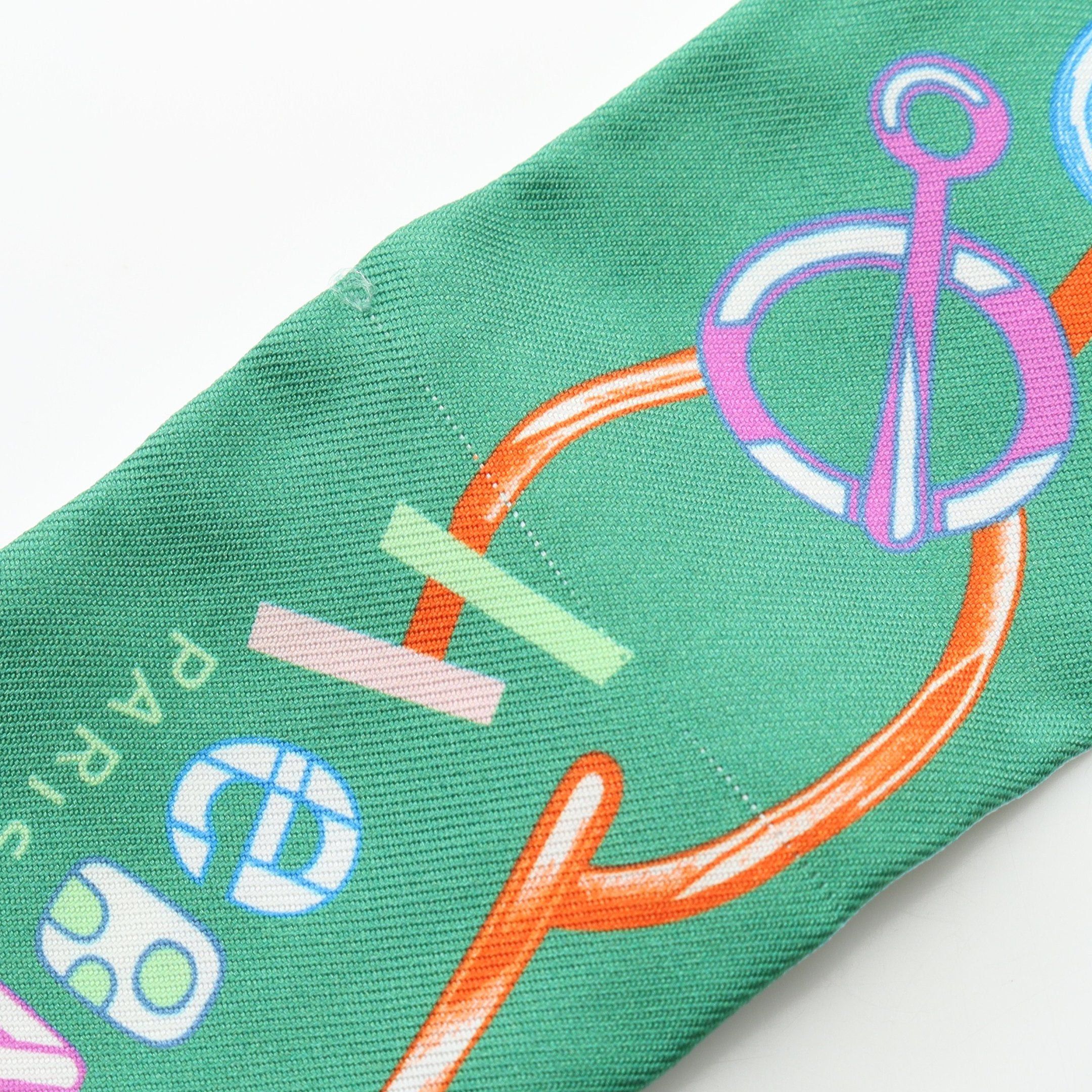 Hermes Hermes Twilly Do Re Boucles Ribbon Scarf Silk Green Multicolor Size ONE SIZE - 4 Thumbnail